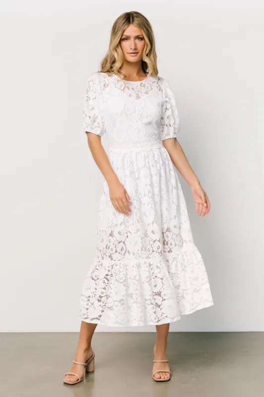 Alyssa Lace Midi Dress | White sold by Baltic Born