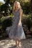 Clementine Tulle Midi Dress | Dusty Blue Floral sold by Baltic Born
