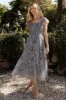 Clementine Tulle Midi Dress | Dusty Blue Floral sold by Baltic Born