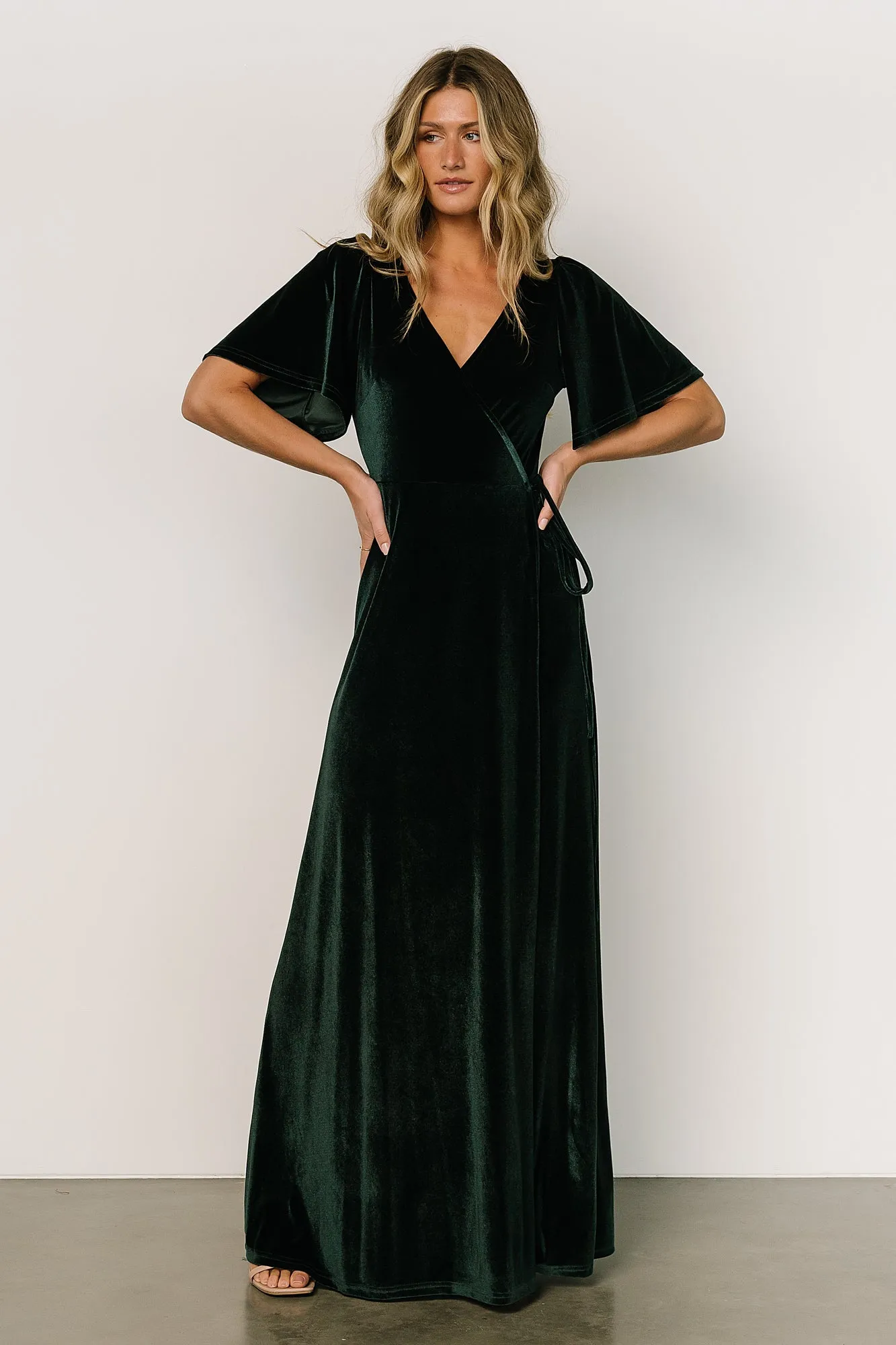 Meghan Velvet Wrap Maxi Dress | Jade sold by Baltic Born product image thumbnail 2