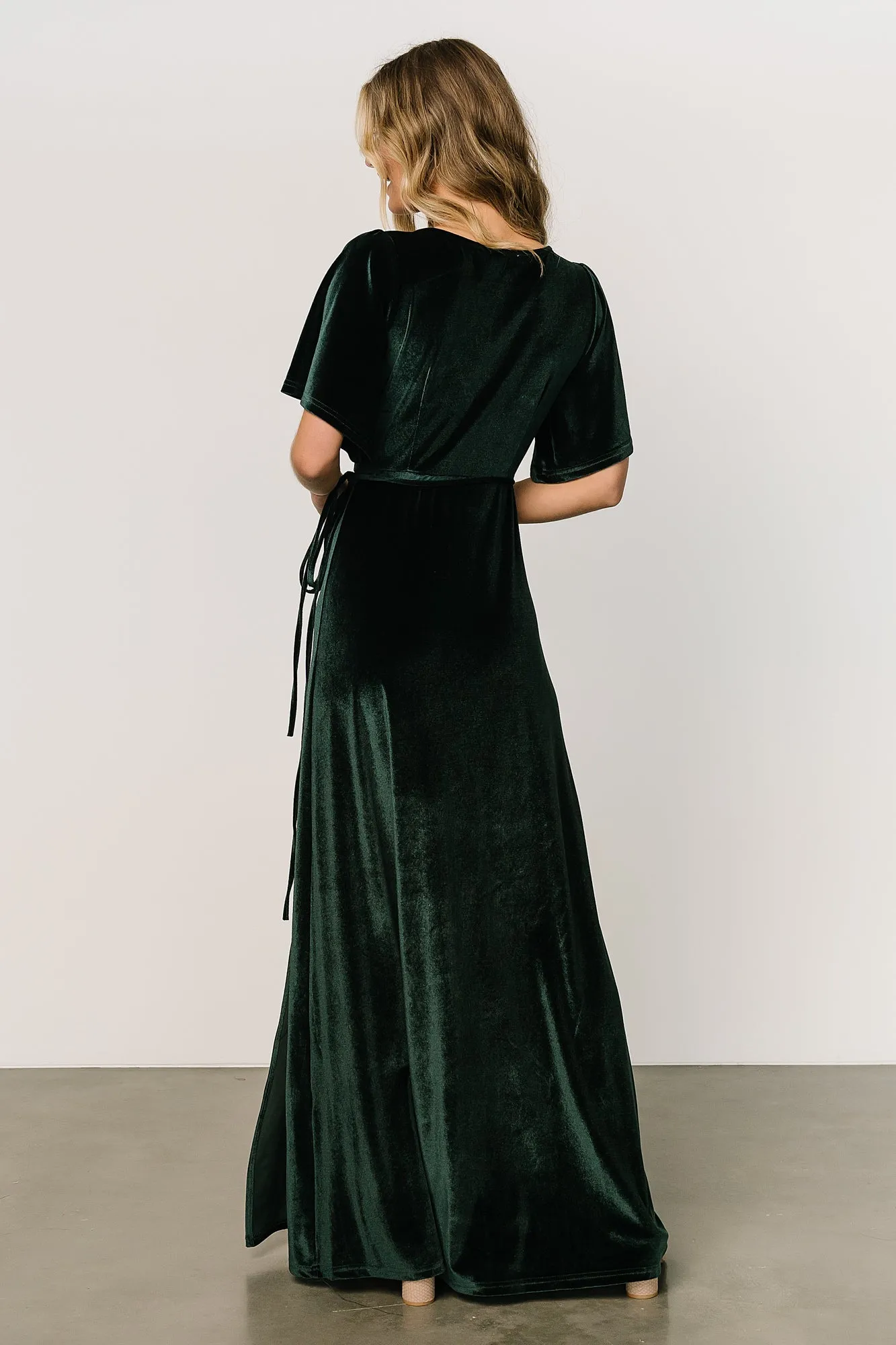 Meghan Velvet Wrap Maxi Dress | Jade sold by Baltic Born product image thumbnail 4