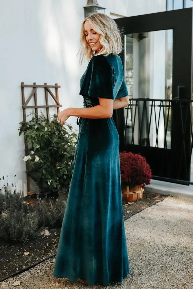 Meghan Velvet Wrap Maxi Dress | Jade sold by Baltic Born product image thumbnail 3