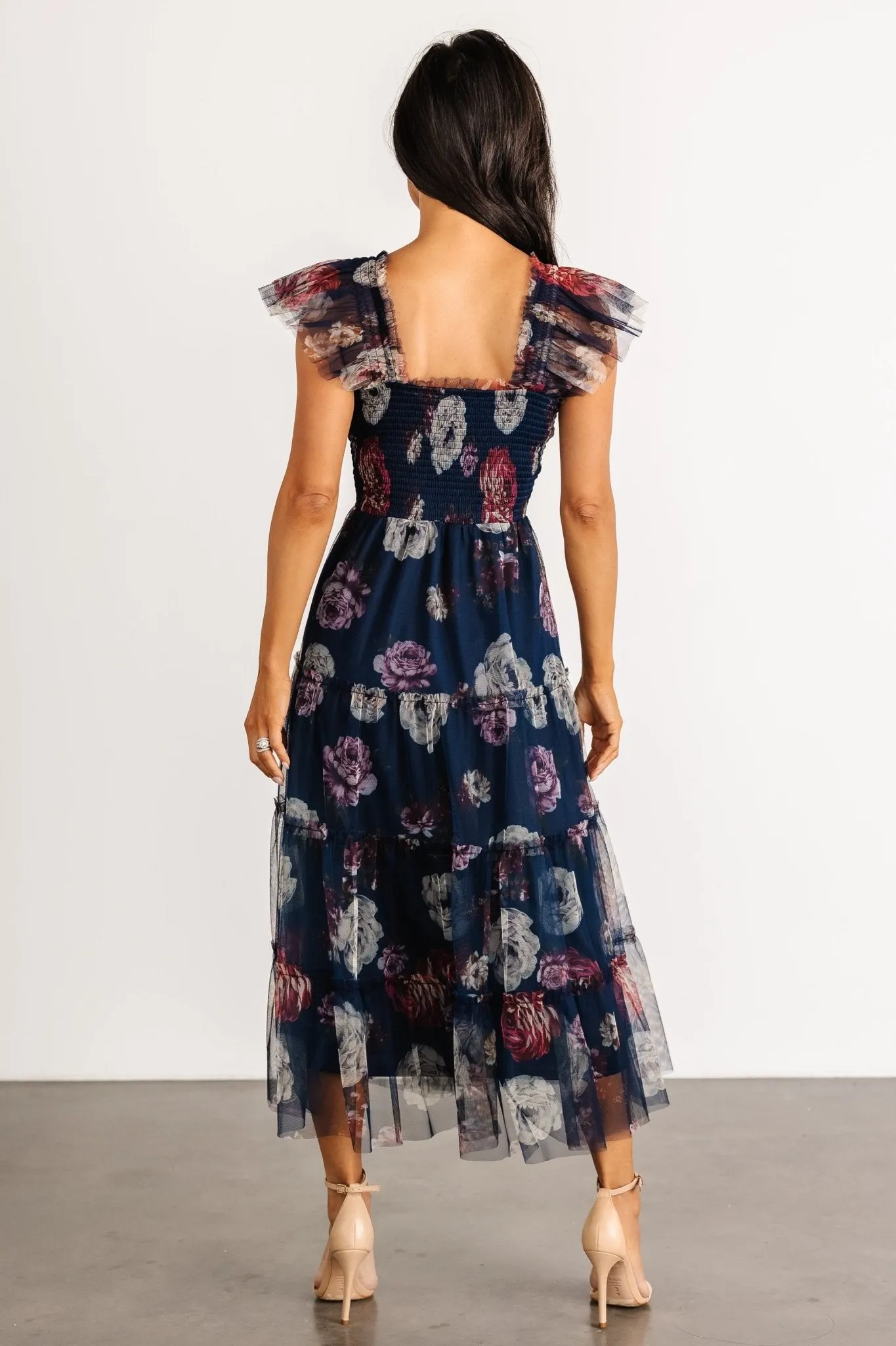 Clementine Tulle Midi Dress | Navy Floral sold by Baltic Born product image thumbnail 5