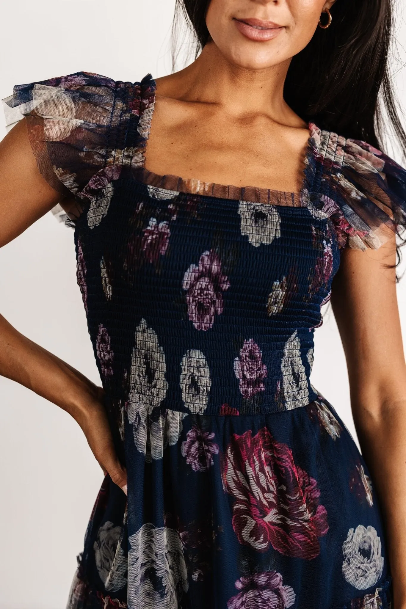 Clementine Tulle Midi Dress | Navy Floral sold by Baltic Born product image thumbnail 2