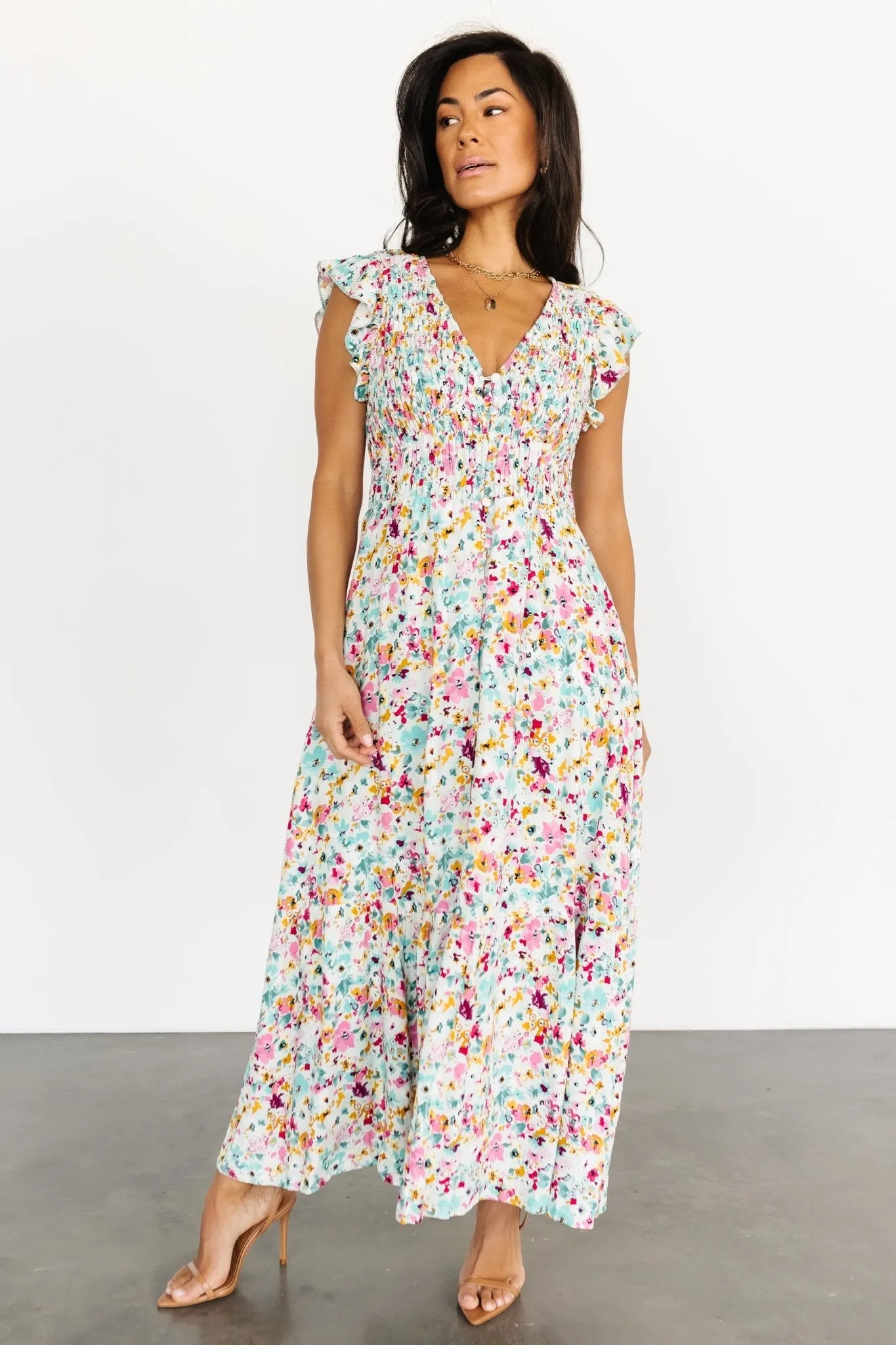 Florencia Dress | Sage Multi Floral sold by Baltic Born