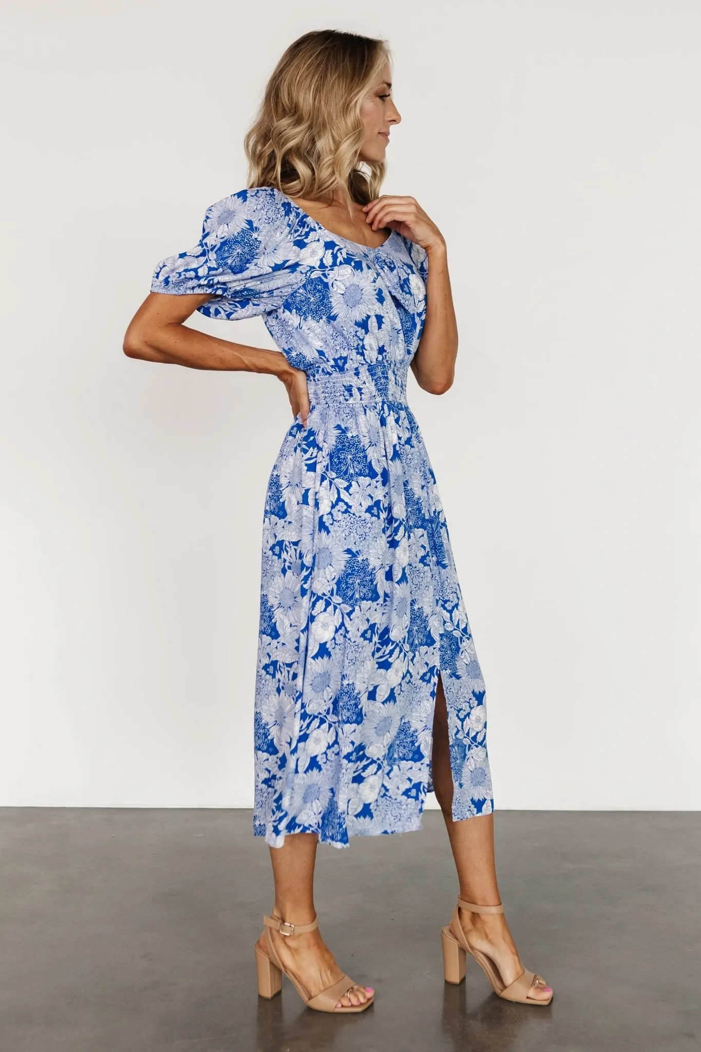 Devi Midi Dress | Blue + White sold by Baltic Born product image thumbnail 3