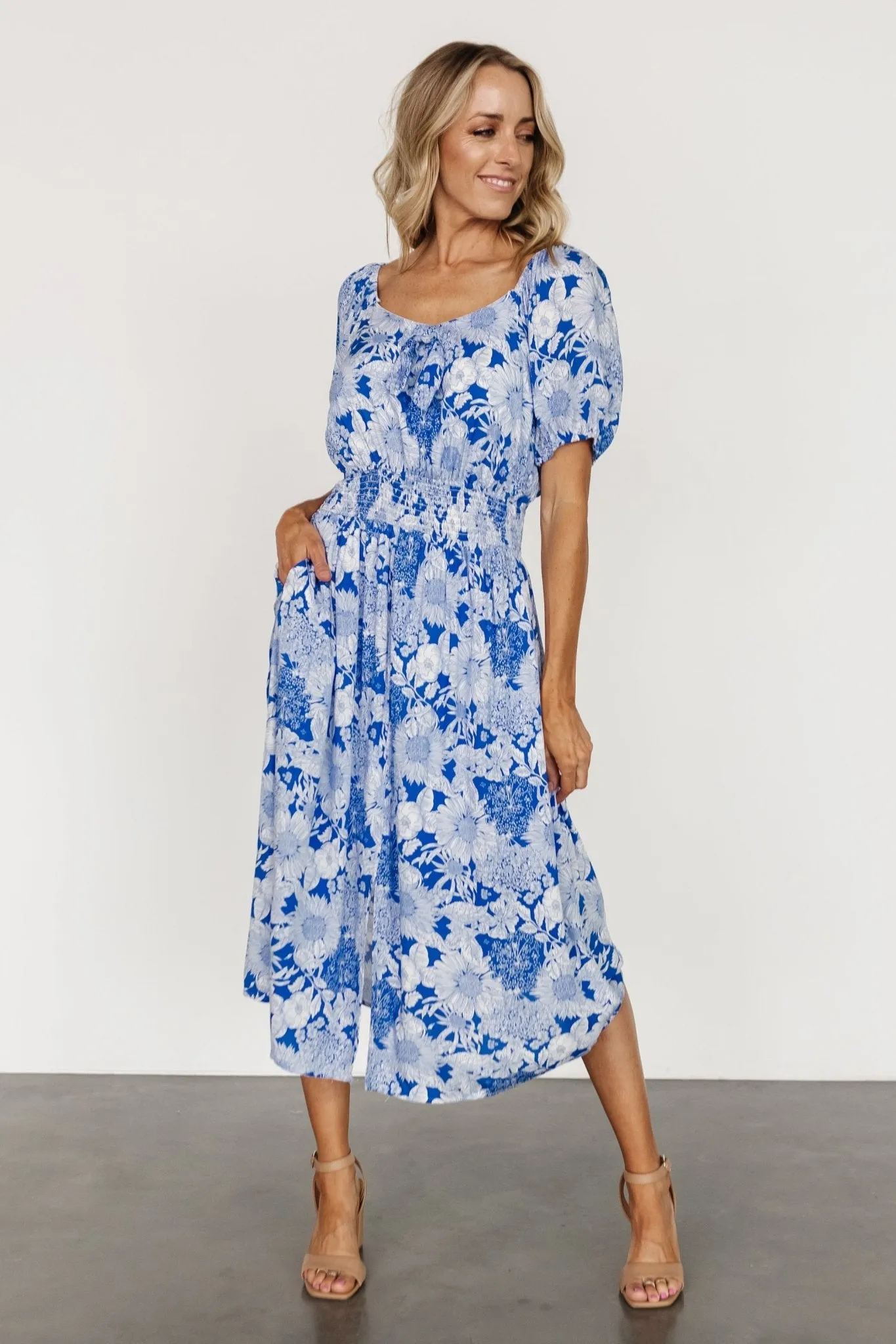 Devi Midi Dress | Blue + White sold by Baltic Born product image thumbnail 4
