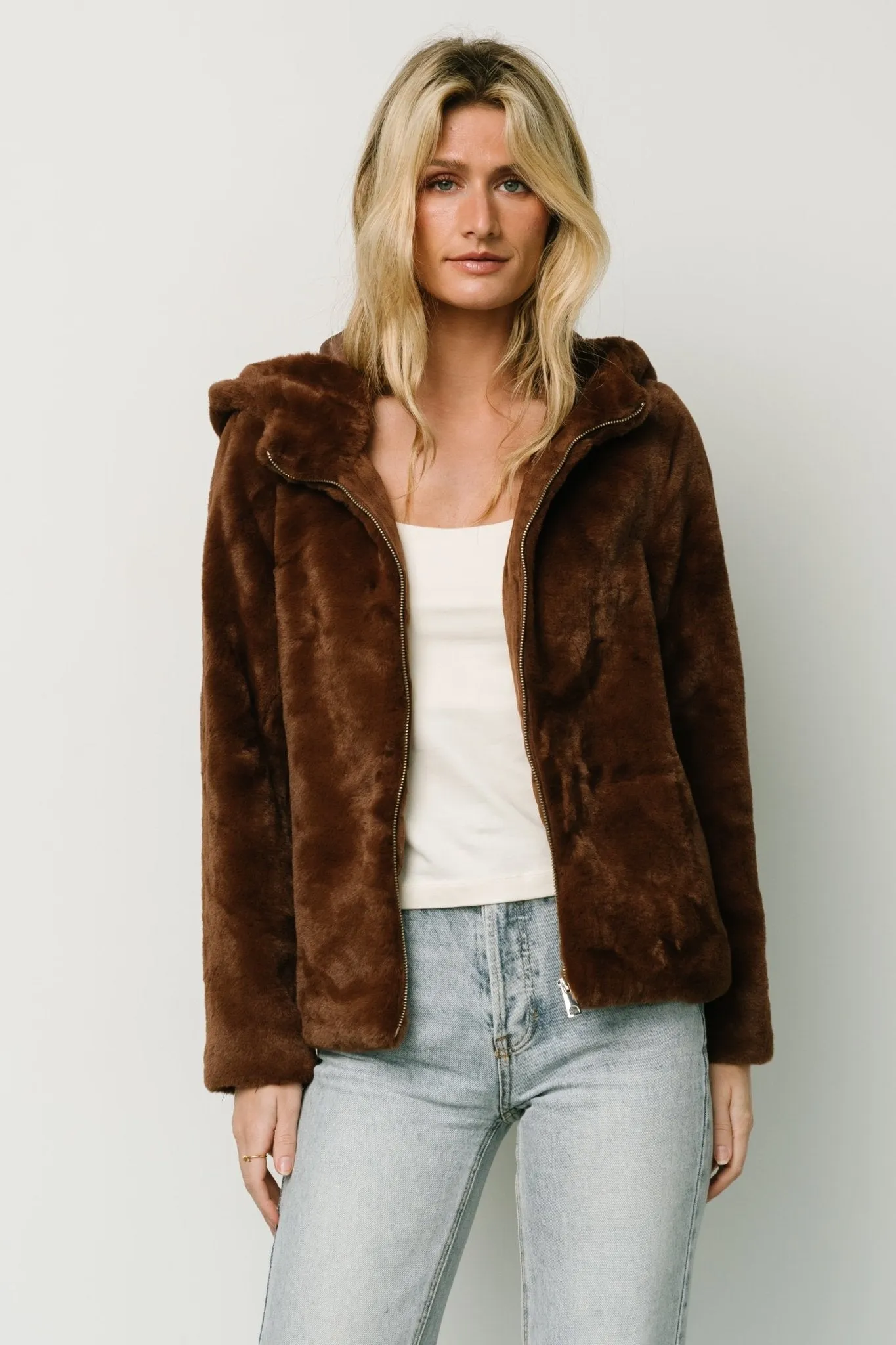 Leeds Faux Fur Jacket | Brown sold by Baltic Born product image thumbnail 4