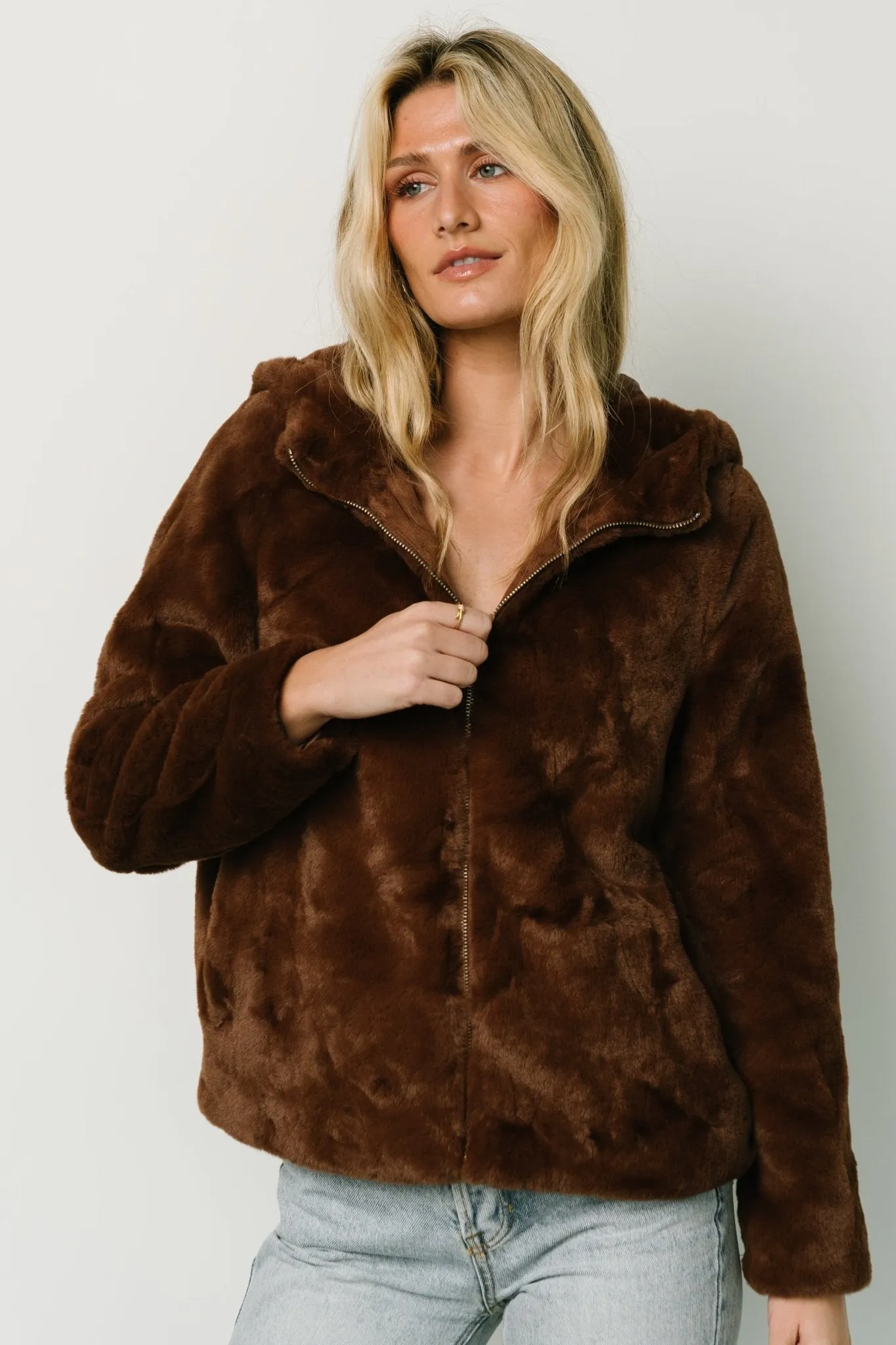 Leeds Faux Fur Jacket | Brown sold by Baltic Born product image thumbnail 5