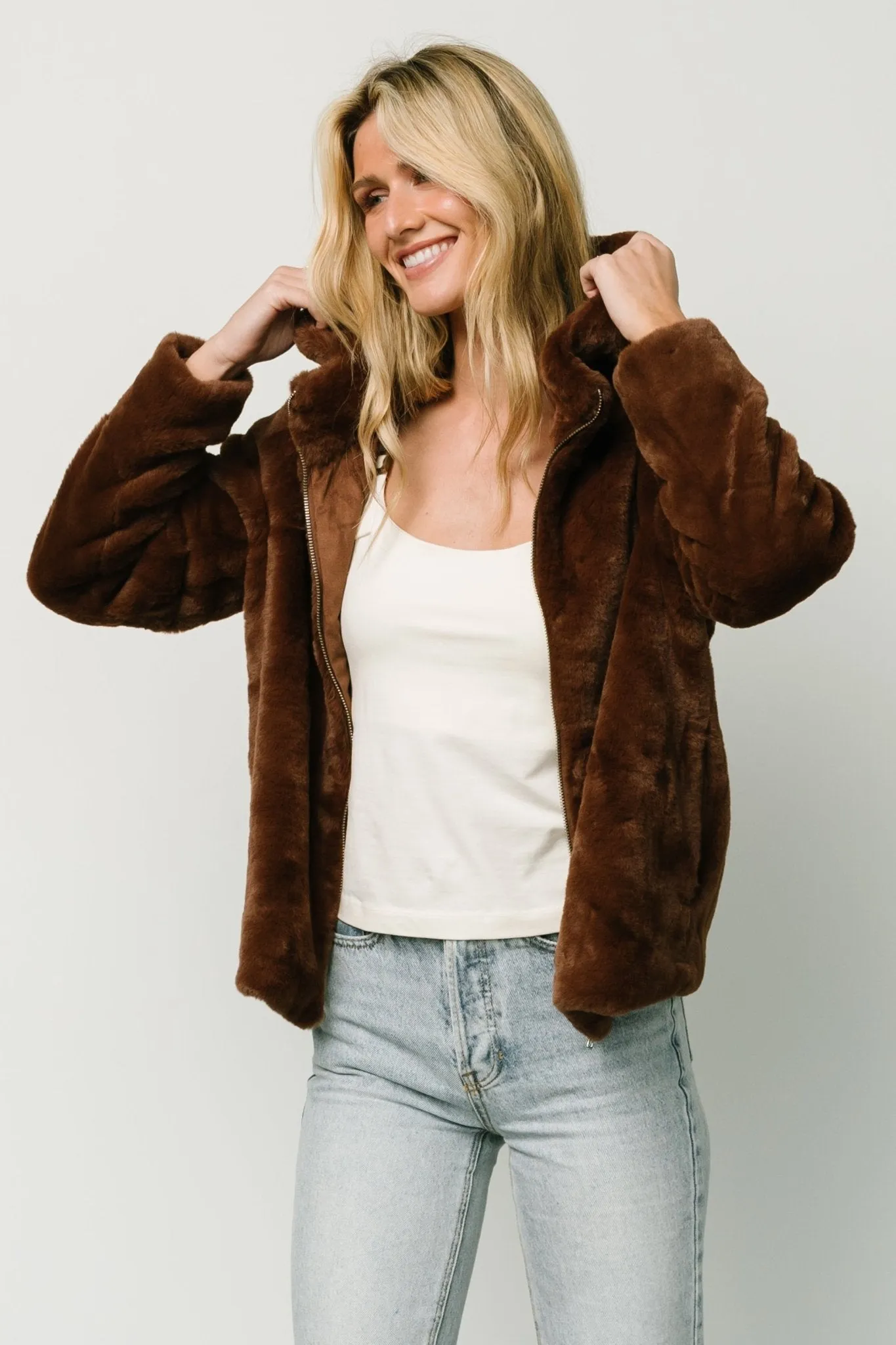 Leeds Faux Fur Jacket | Brown sold by Baltic Born product image thumbnail 2