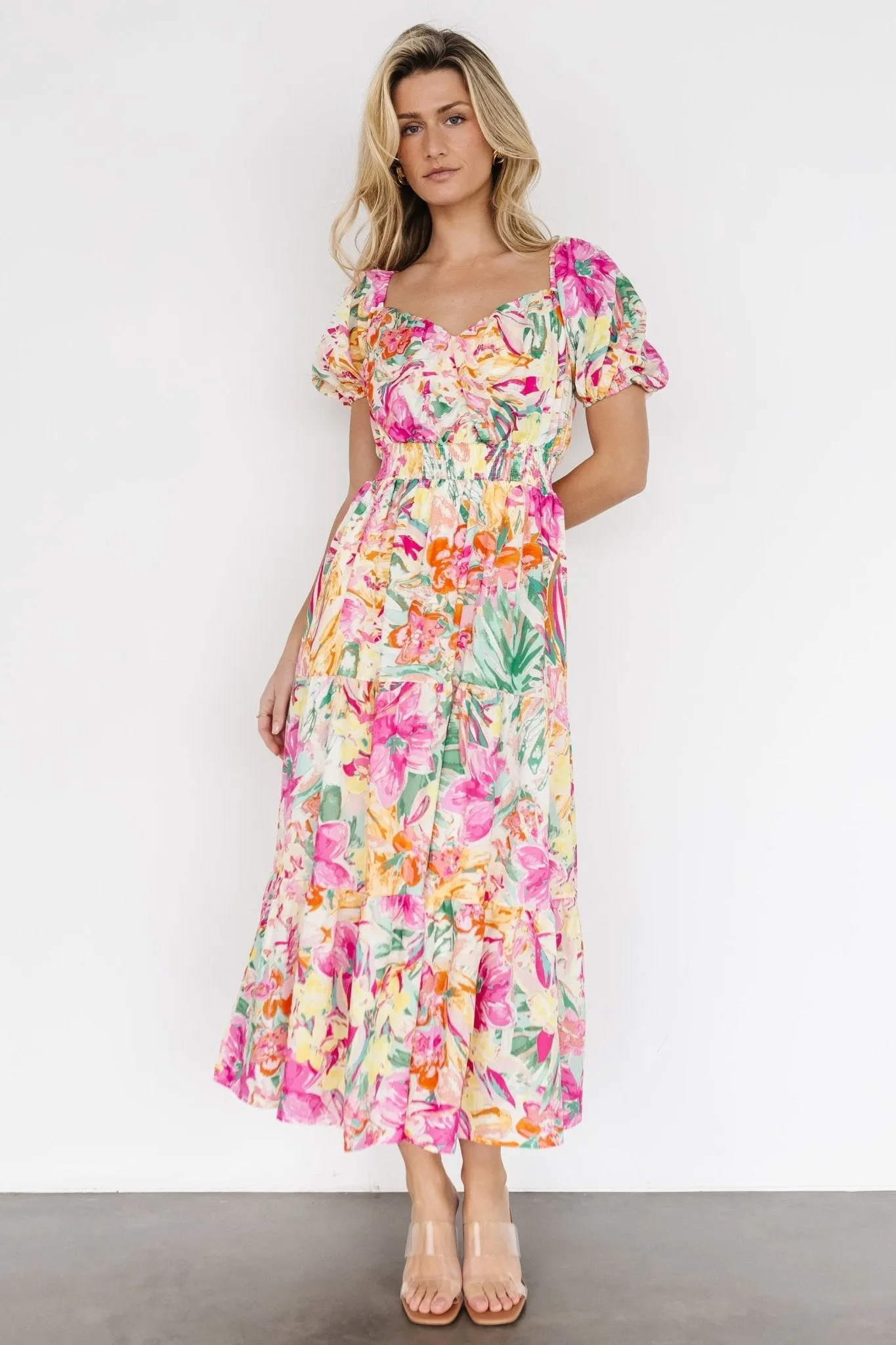 Denzel Puff Sleeve Midi Dress | Multi Floral sold by Baltic Born product image thumbnail 2