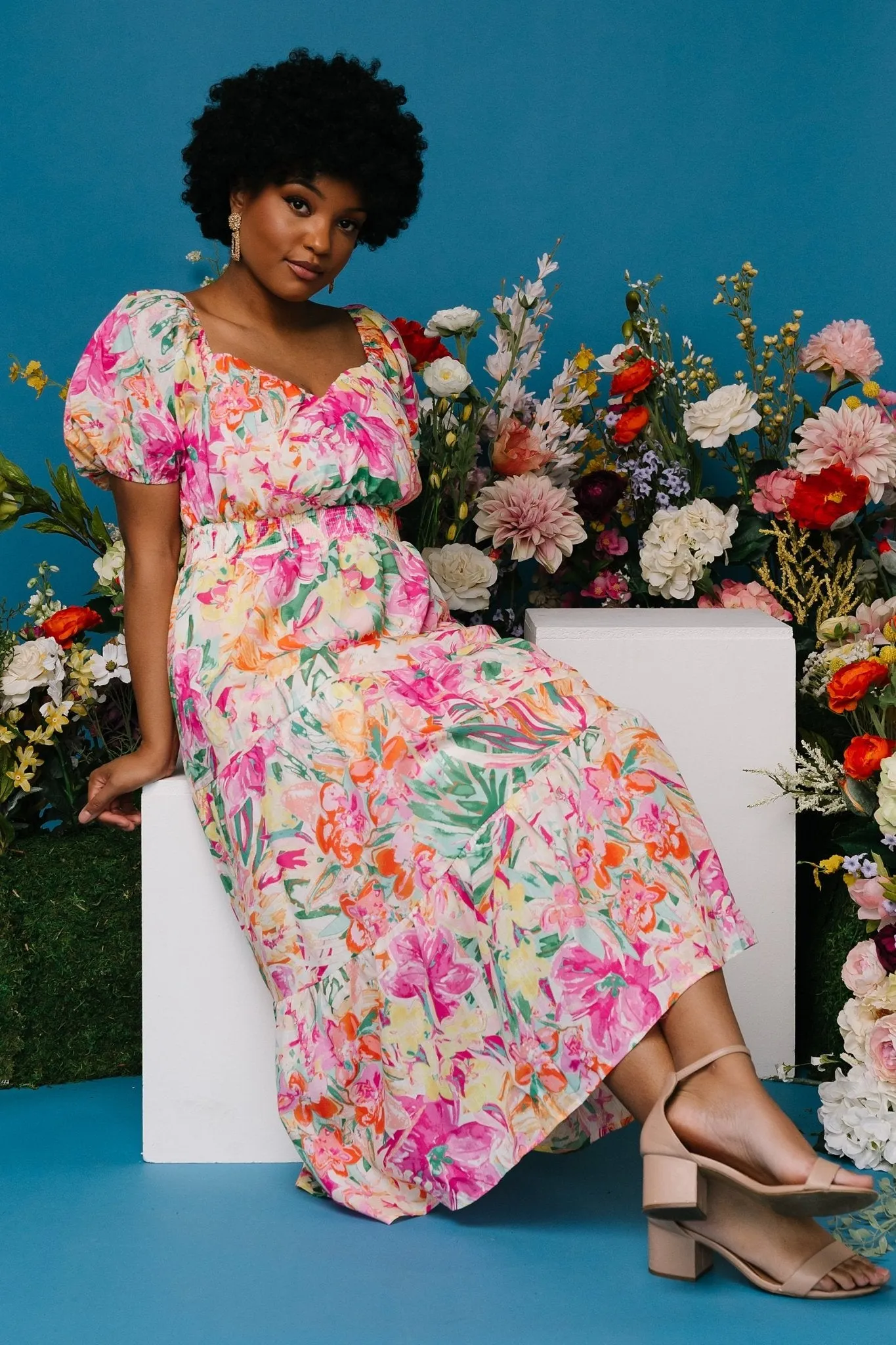 Denzel Puff Sleeve Midi Dress | Multi Floral sold by Baltic Born product image thumbnail 3