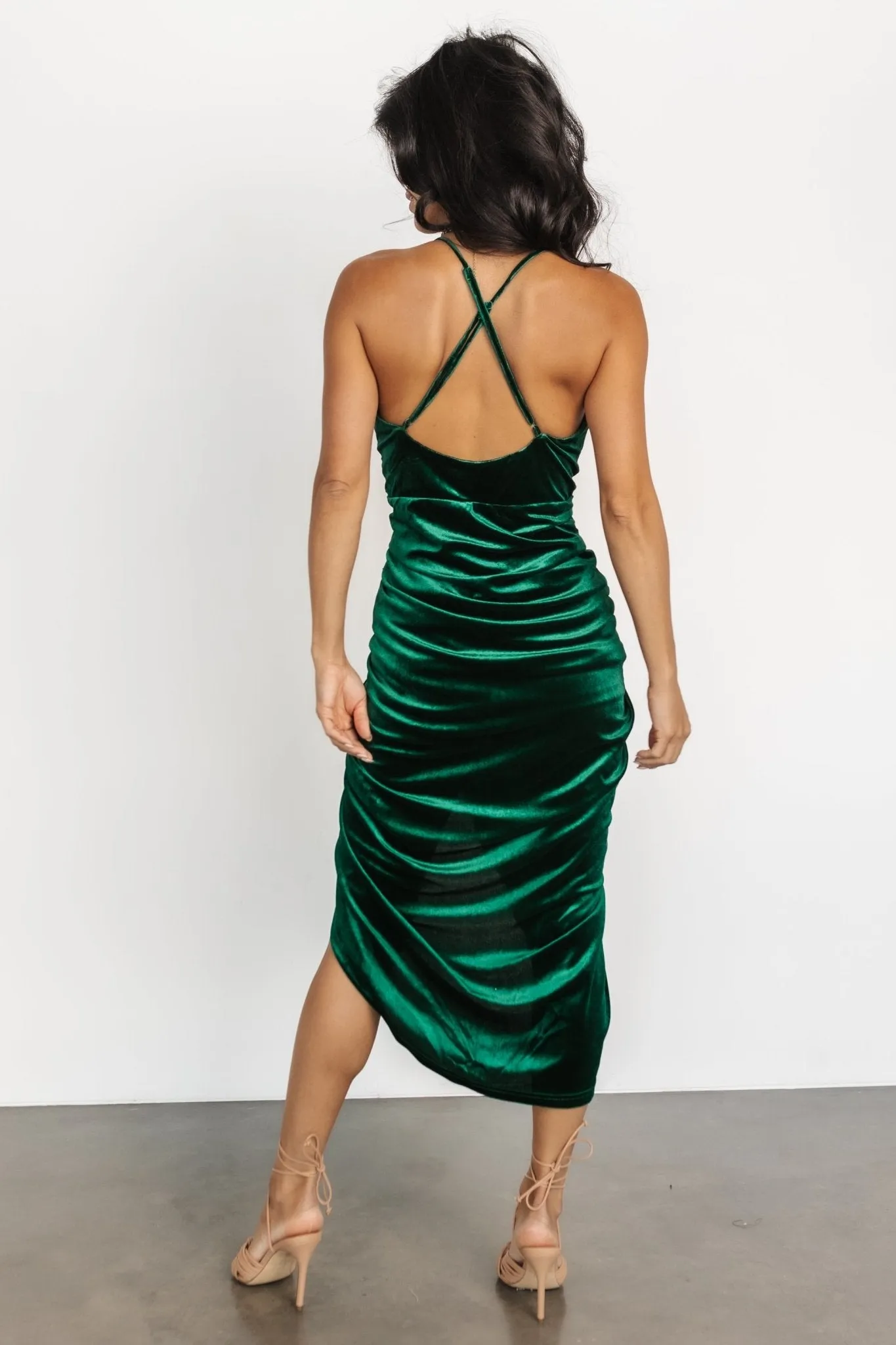 Steph Velvet Midi Dress | Emerald sold by Baltic Born product image thumbnail 2
