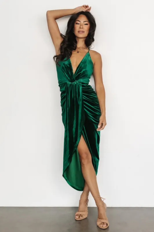 Steph Velvet Midi Dress | Emerald sold by Baltic Born