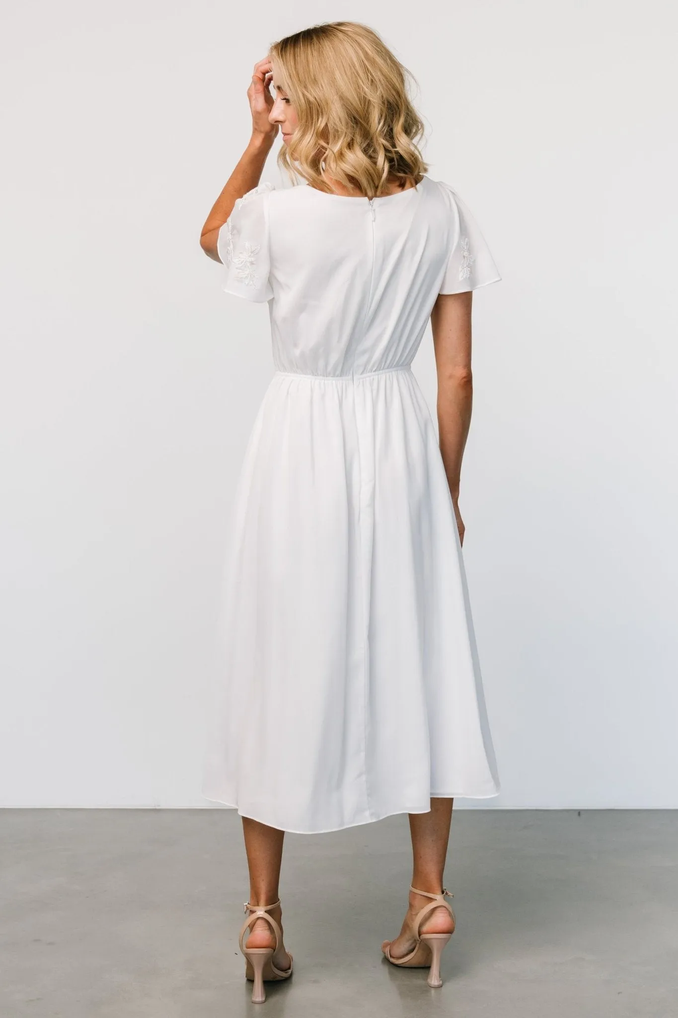 Swan Bead Embroidered Midi Dress | Off White sold by Baltic Born product image thumbnail 5