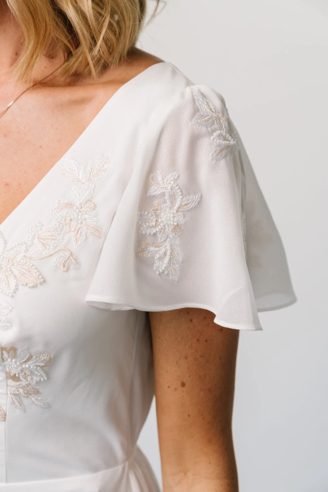 Swan Bead Embroidered Midi Dress | Off White sold by Baltic Born product image thumbnail 2