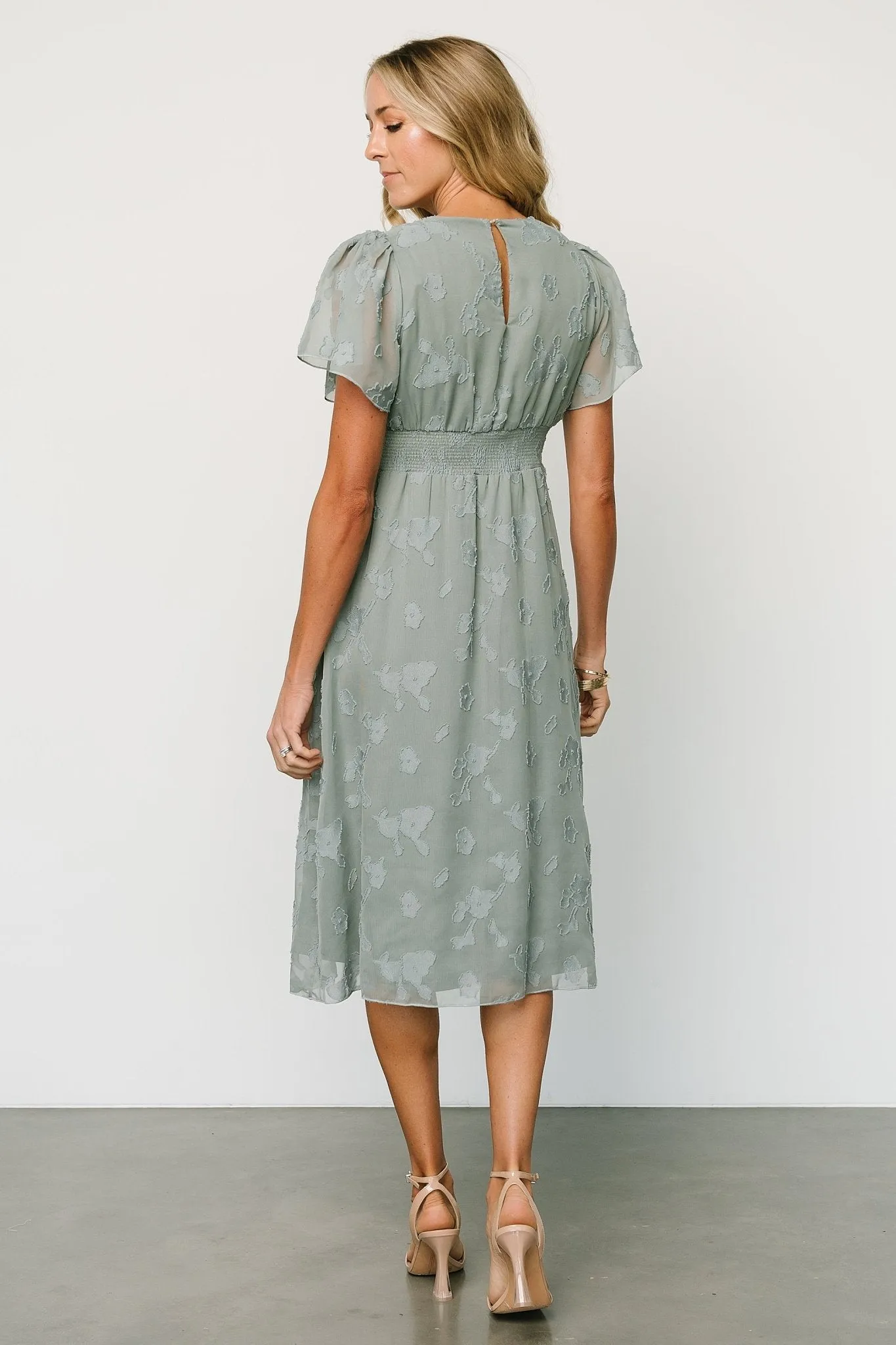 June Smocked Midi Dress | Eucalyptus sold by Baltic Born product image thumbnail 4