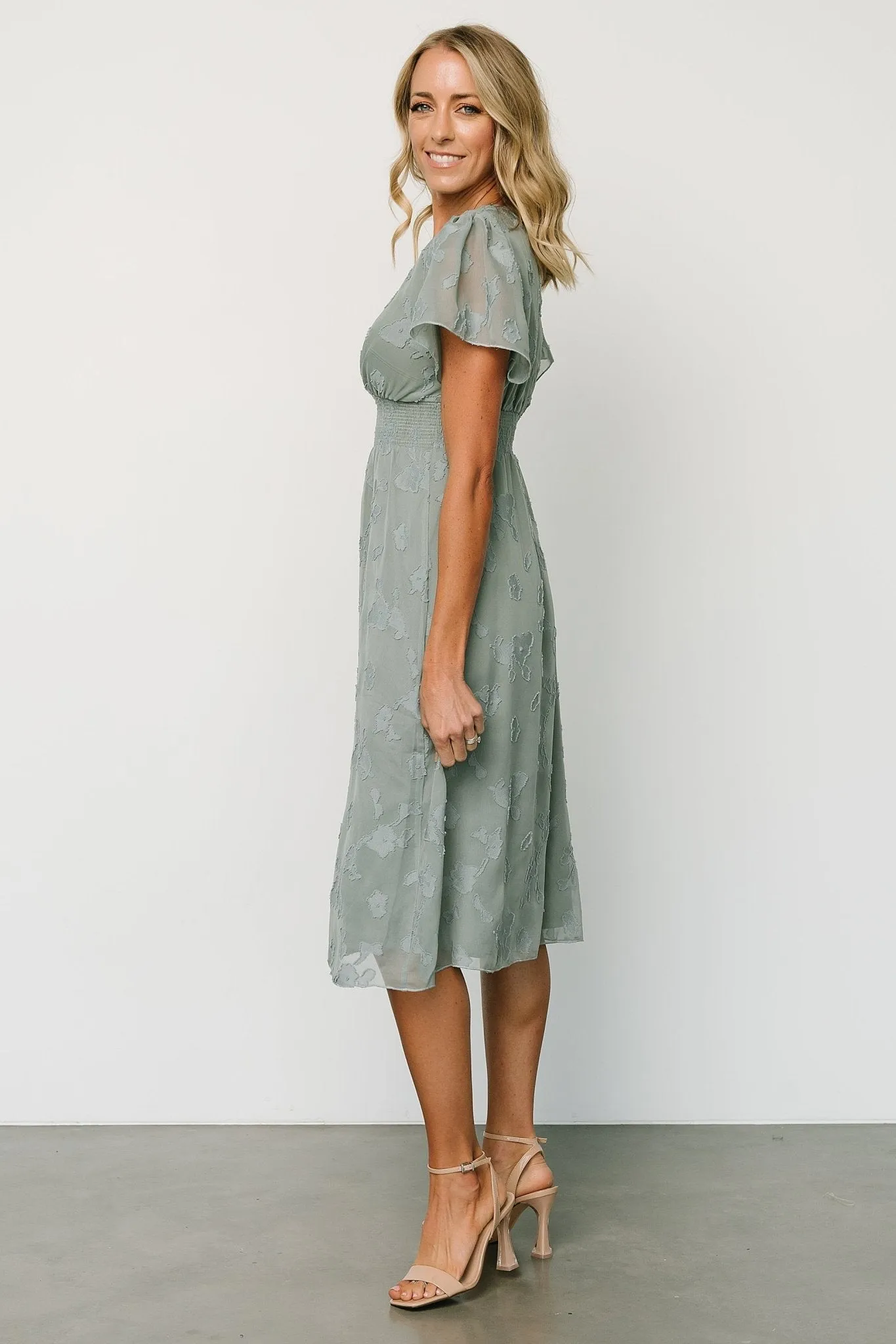 June Smocked Midi Dress | Eucalyptus sold by Baltic Born product image thumbnail 3