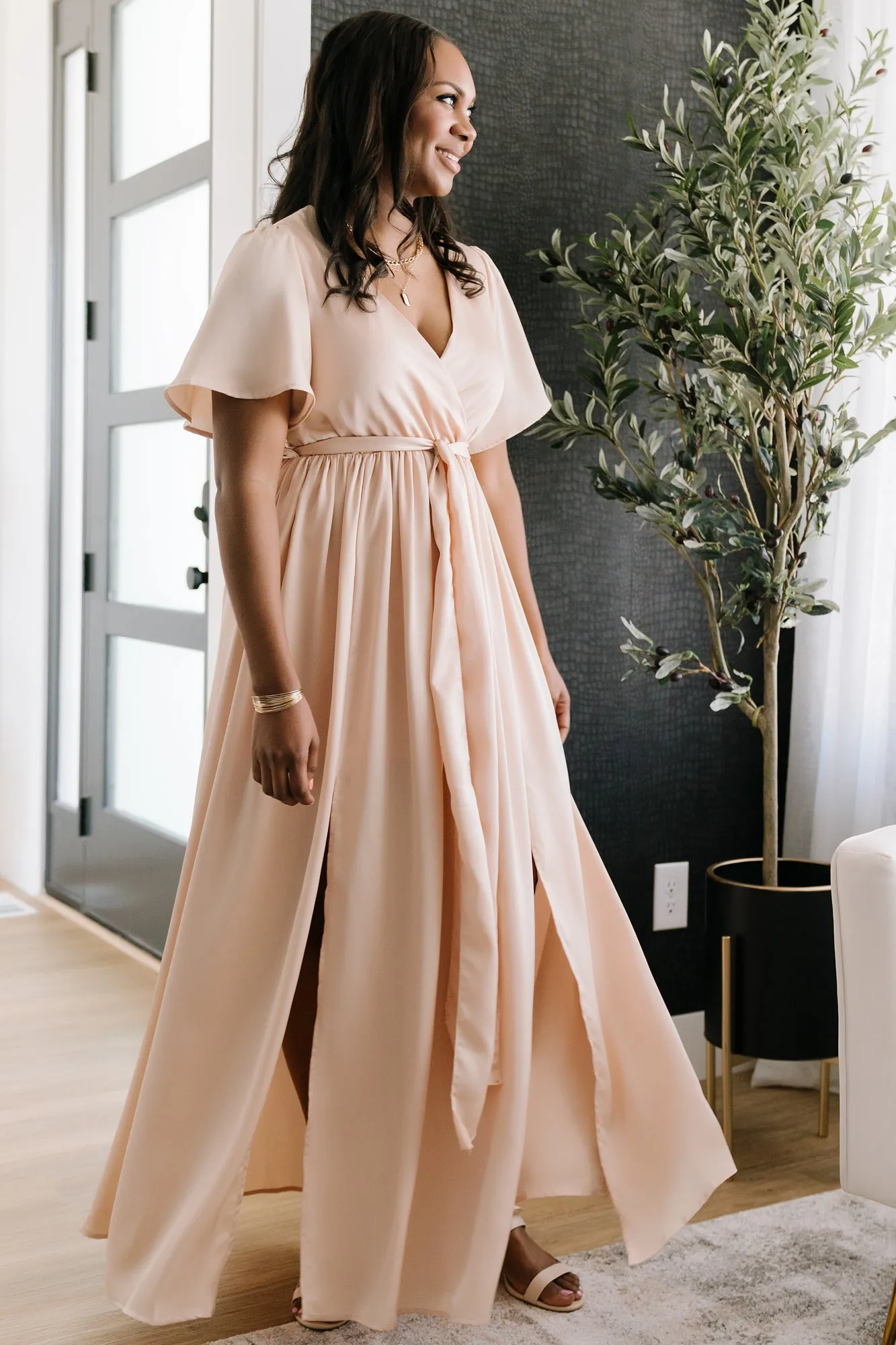 Sicily Satin Maxi Dress | Natural sold by Baltic Born product image thumbnail 4