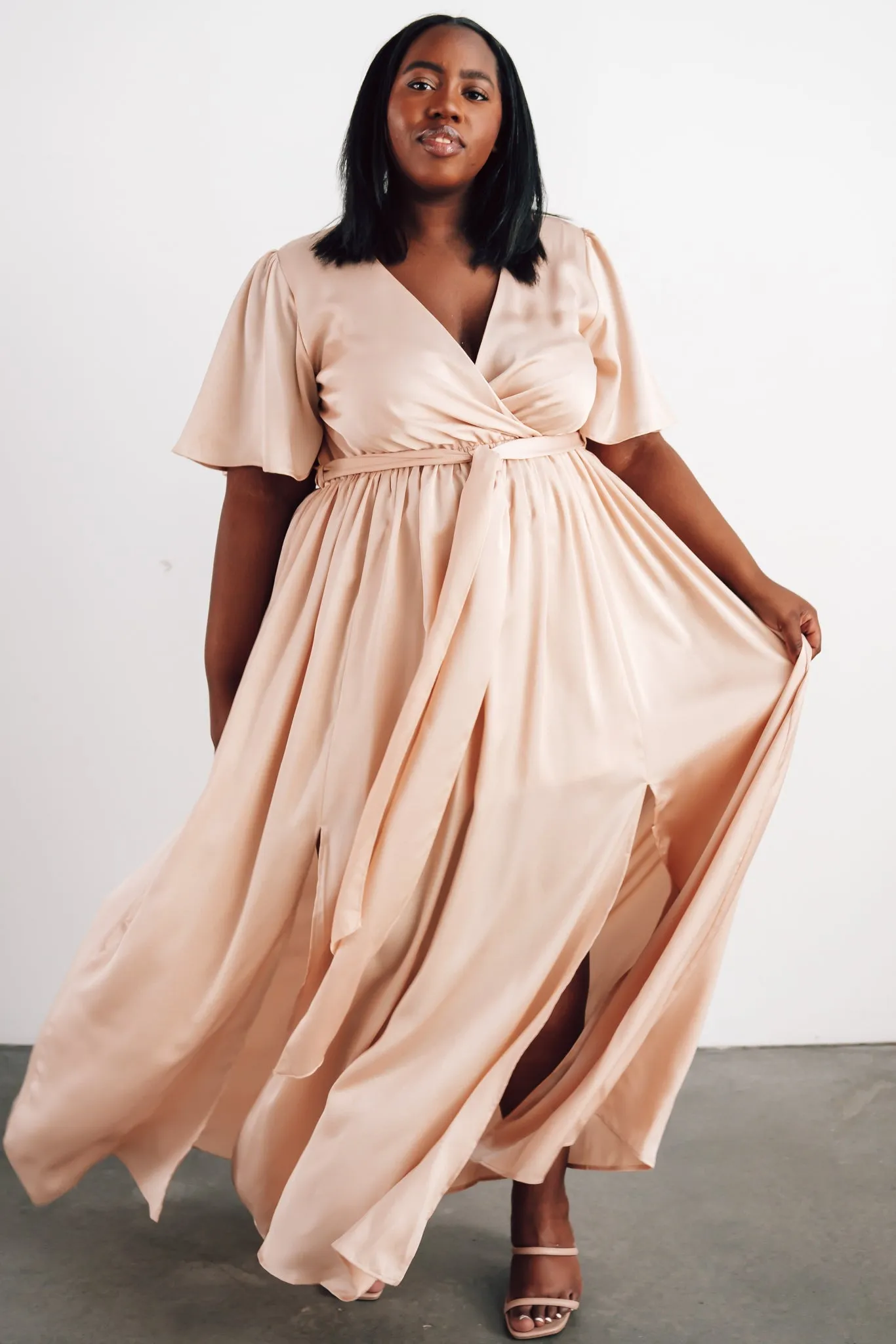 Sicily Satin Maxi Dress | Natural sold by Baltic Born product image thumbnail 2