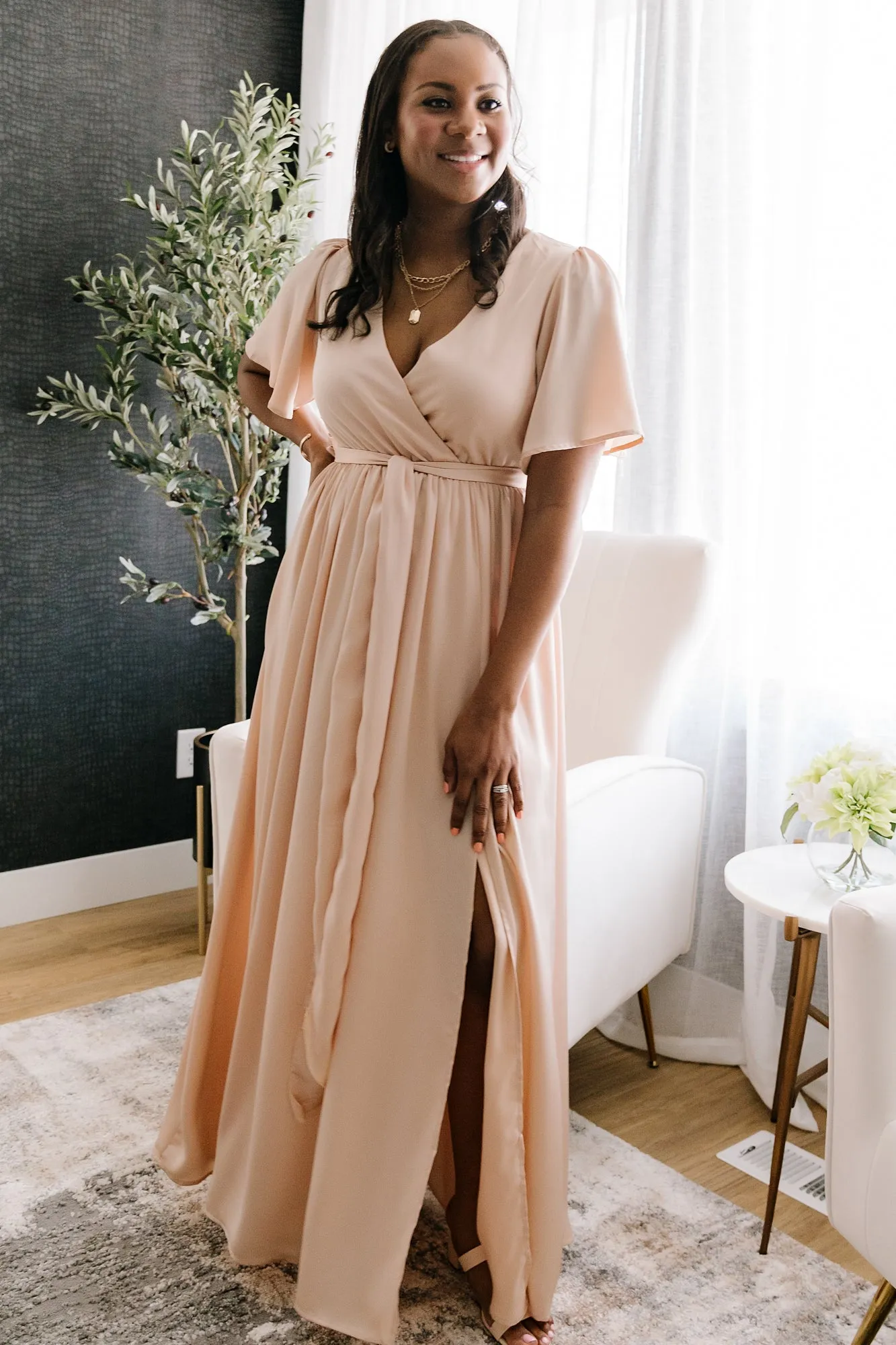 Sicily Satin Maxi Dress | Natural sold by Baltic Born product image thumbnail 5