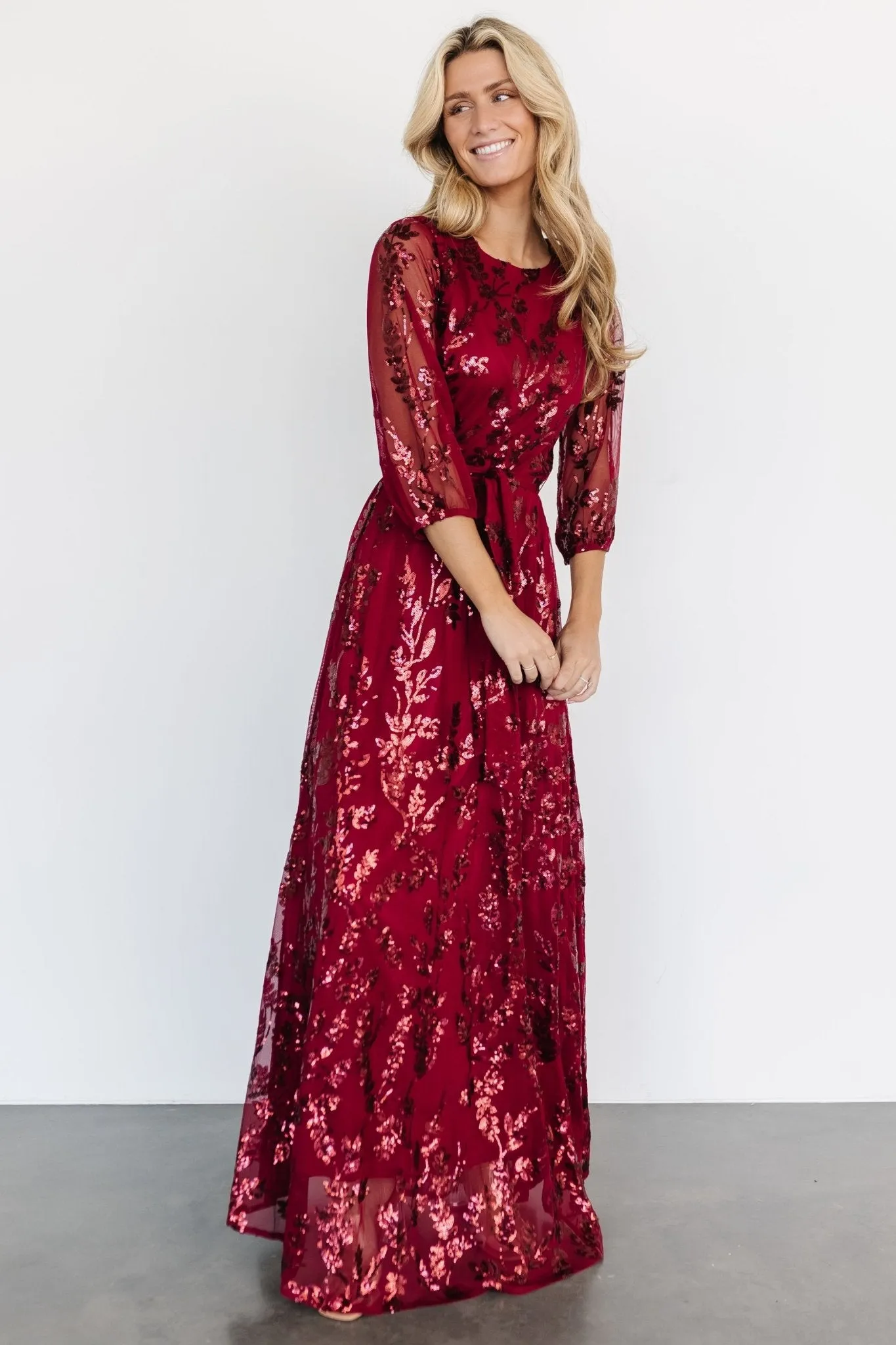 Destiny Sequin Maxi Dress | Wine sold by Baltic Born