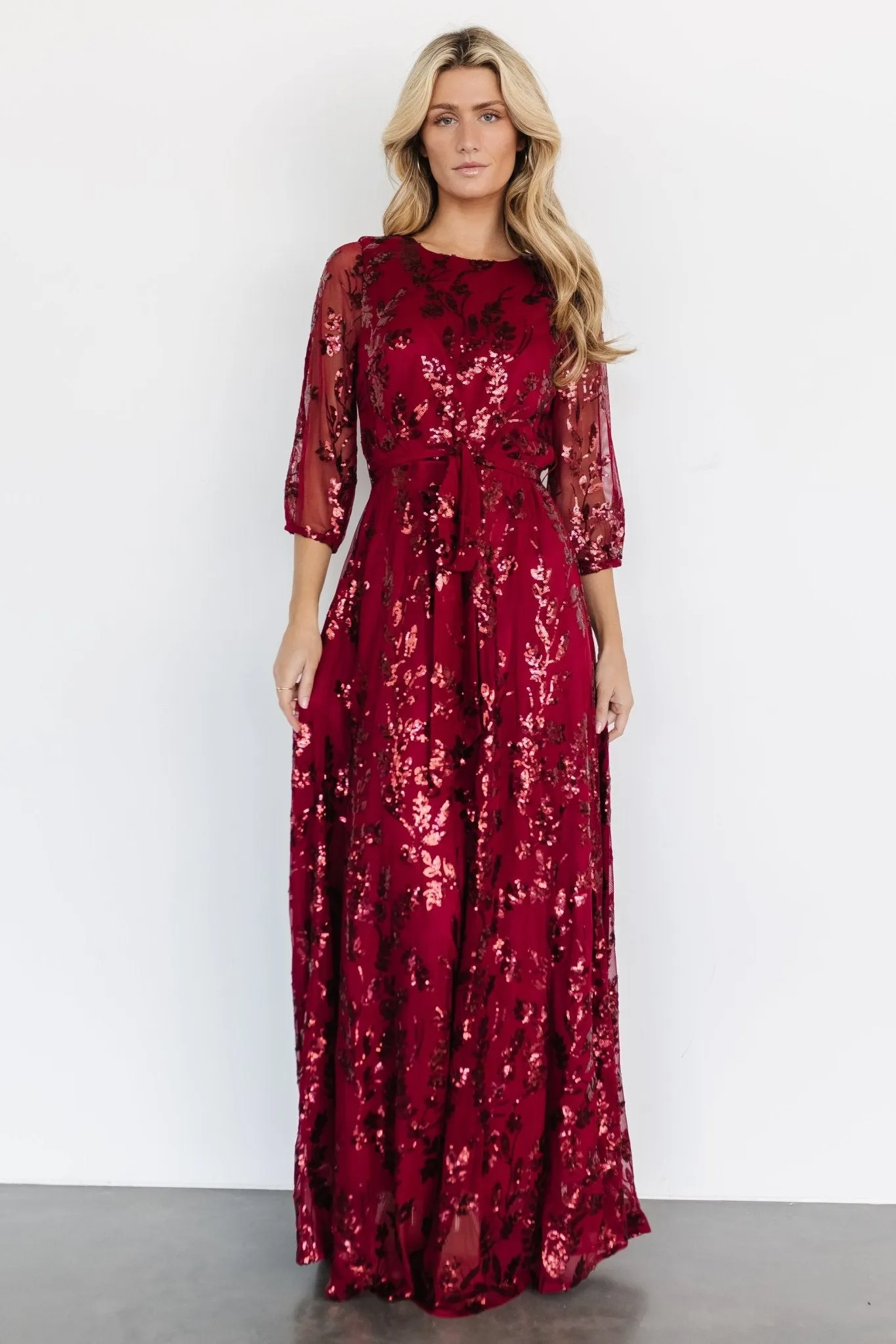 Destiny Sequin Maxi Dress | Wine sold by Baltic Born product image thumbnail 5