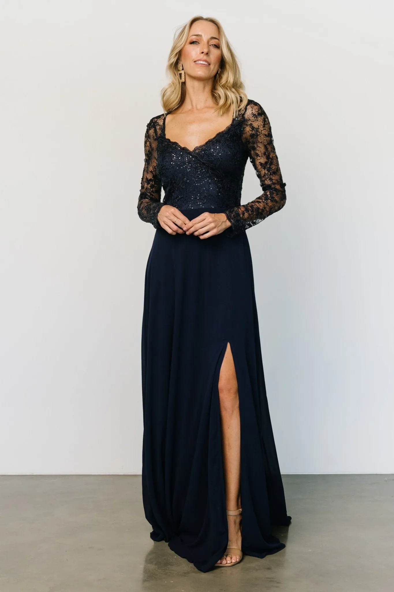 Adalaide Long Sleeve Maxi Dress | Navy sold by Baltic Born product image thumbnail 5