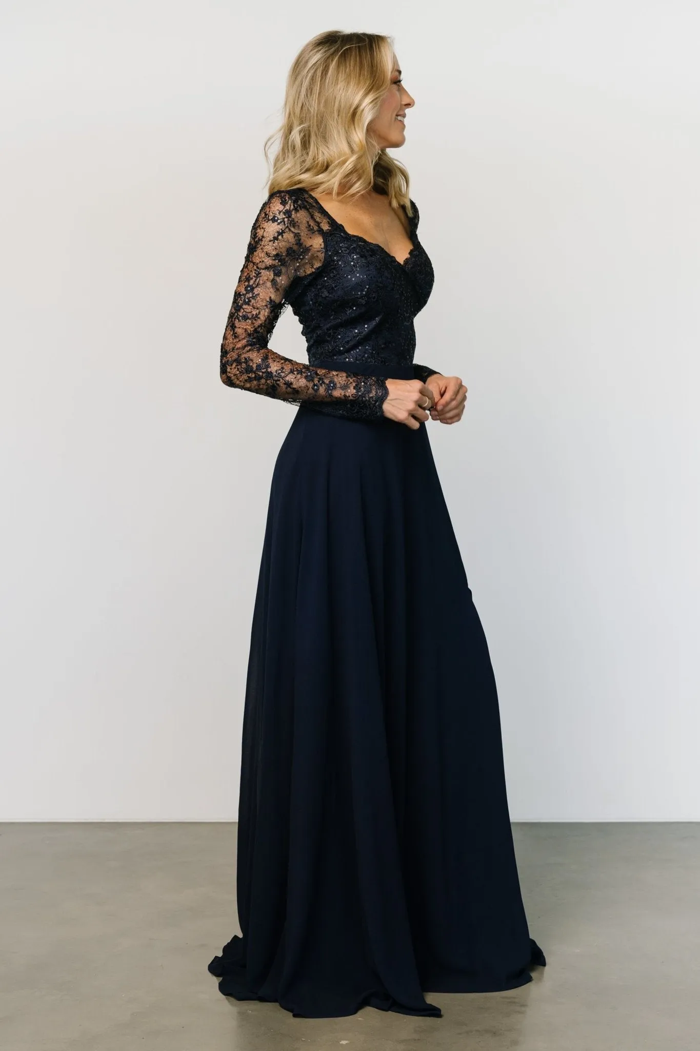 Adalaide Long Sleeve Maxi Dress | Navy sold by Baltic Born product image thumbnail 3