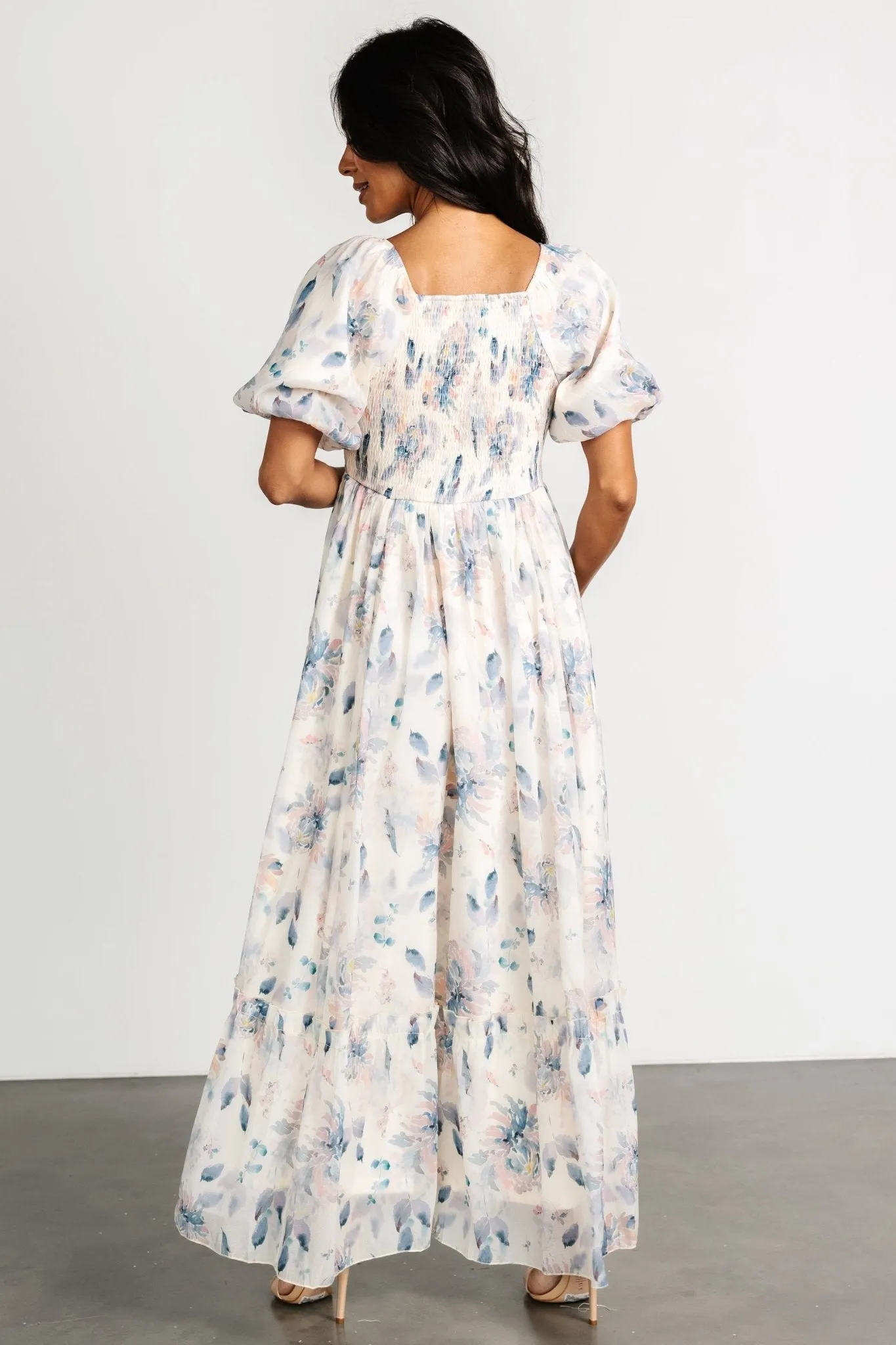 Dalia Maxi Dress | Cream + Blue Floral sold by Baltic Born product image thumbnail 4