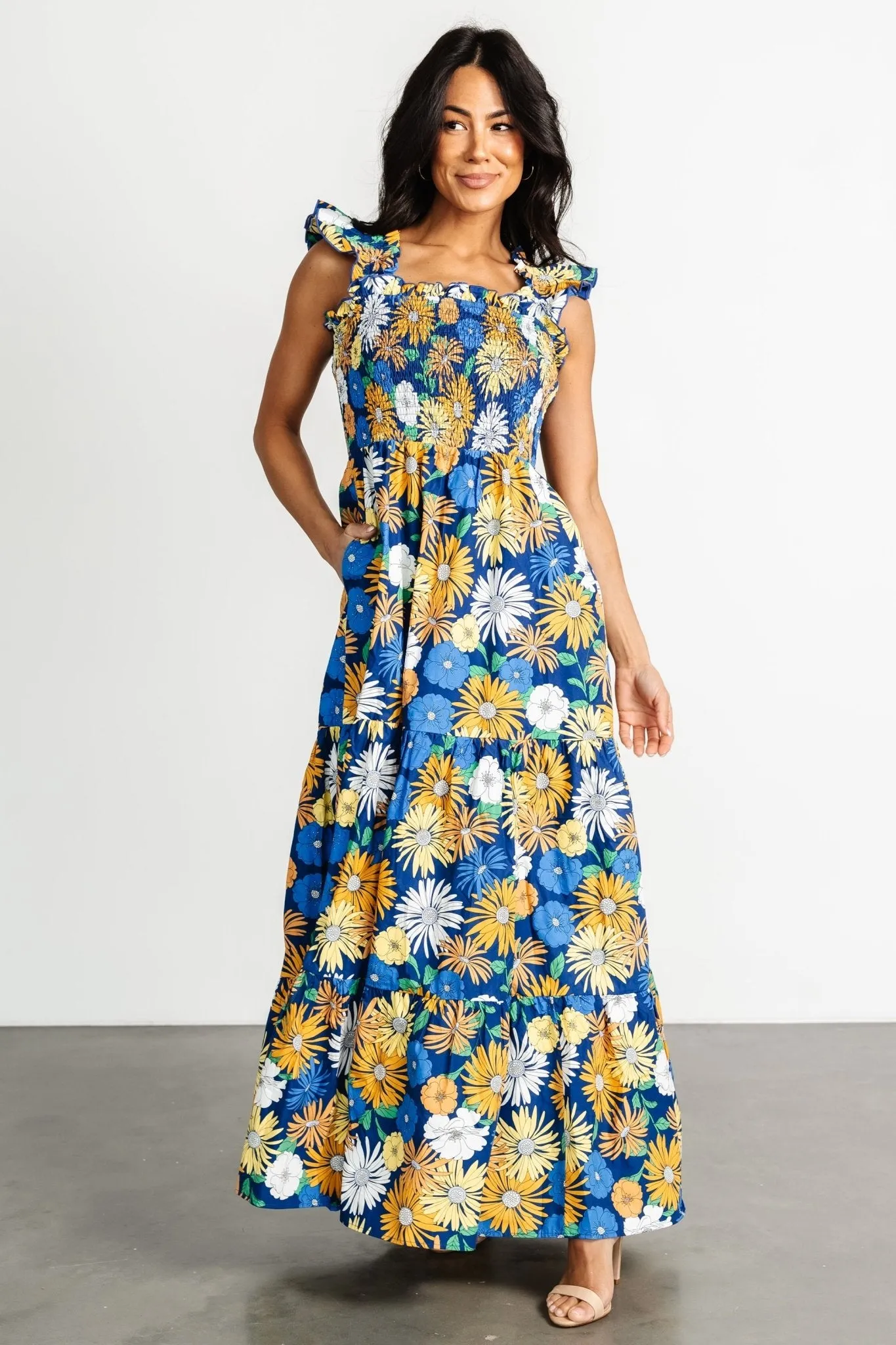 Adela Maxi Dress | Blue Multi Floral sold by Baltic Born