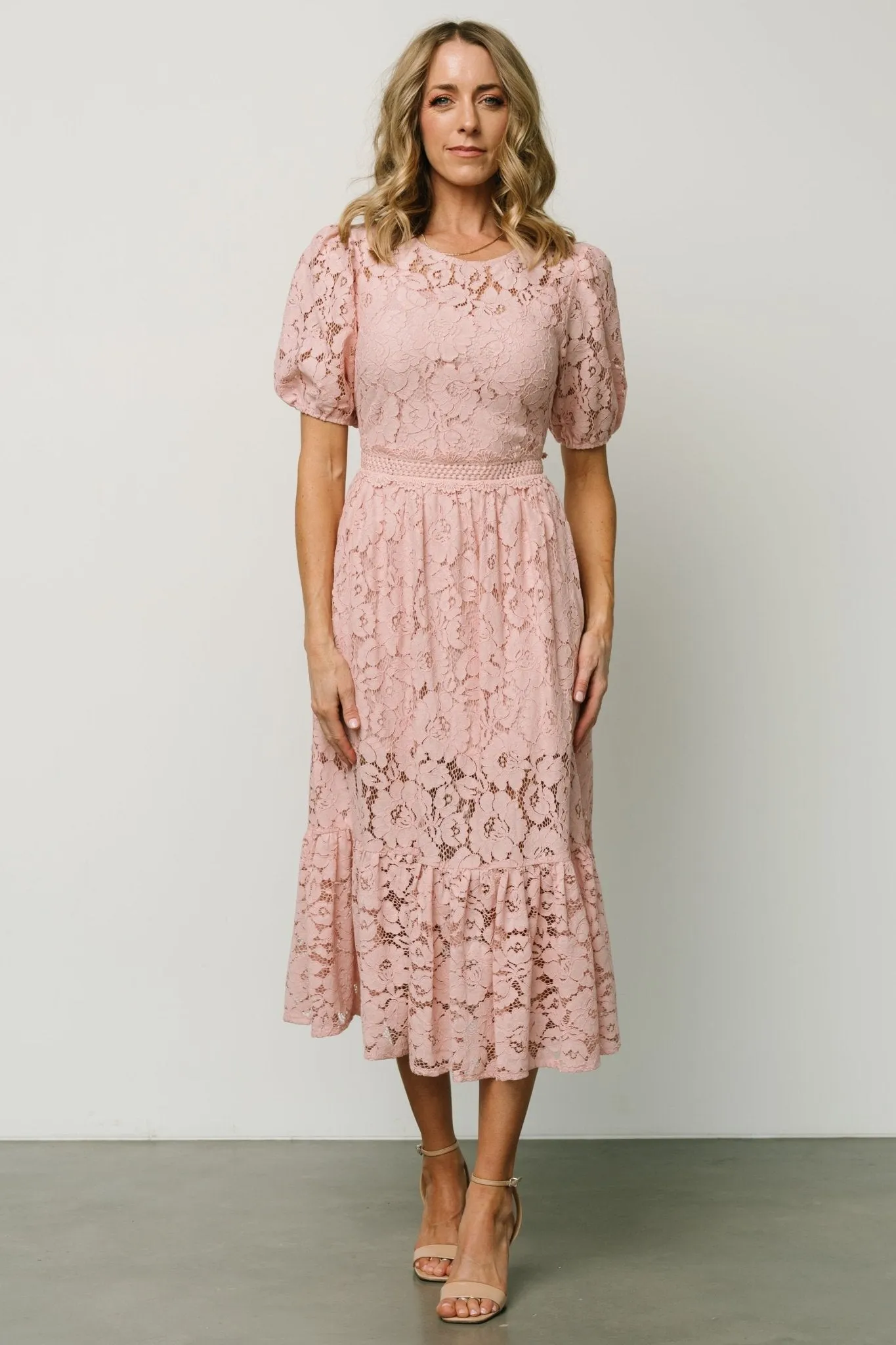 Alyssa Lace Midi Dress | Blush sold by Baltic Born product image thumbnail 5