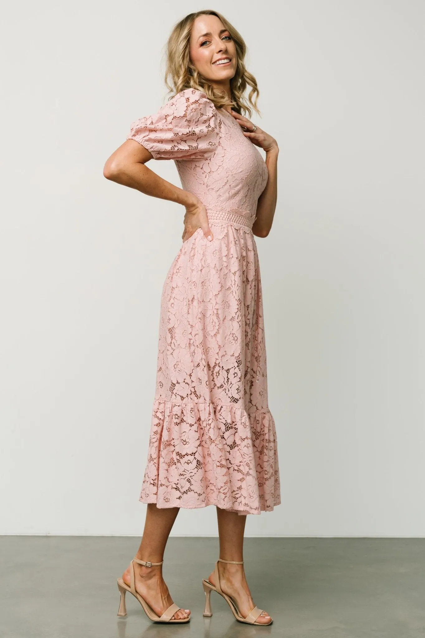 Alyssa Lace Midi Dress | Blush sold by Baltic Born product image thumbnail 3