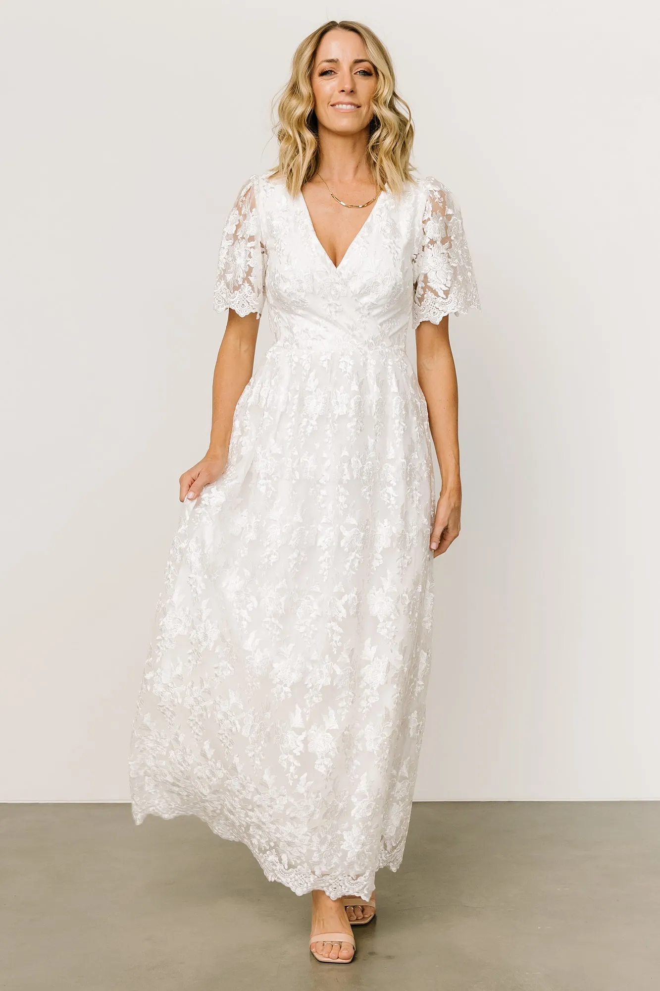 Aurora Embossed Maxi Dress | Off White sold by Baltic Born product image thumbnail 4