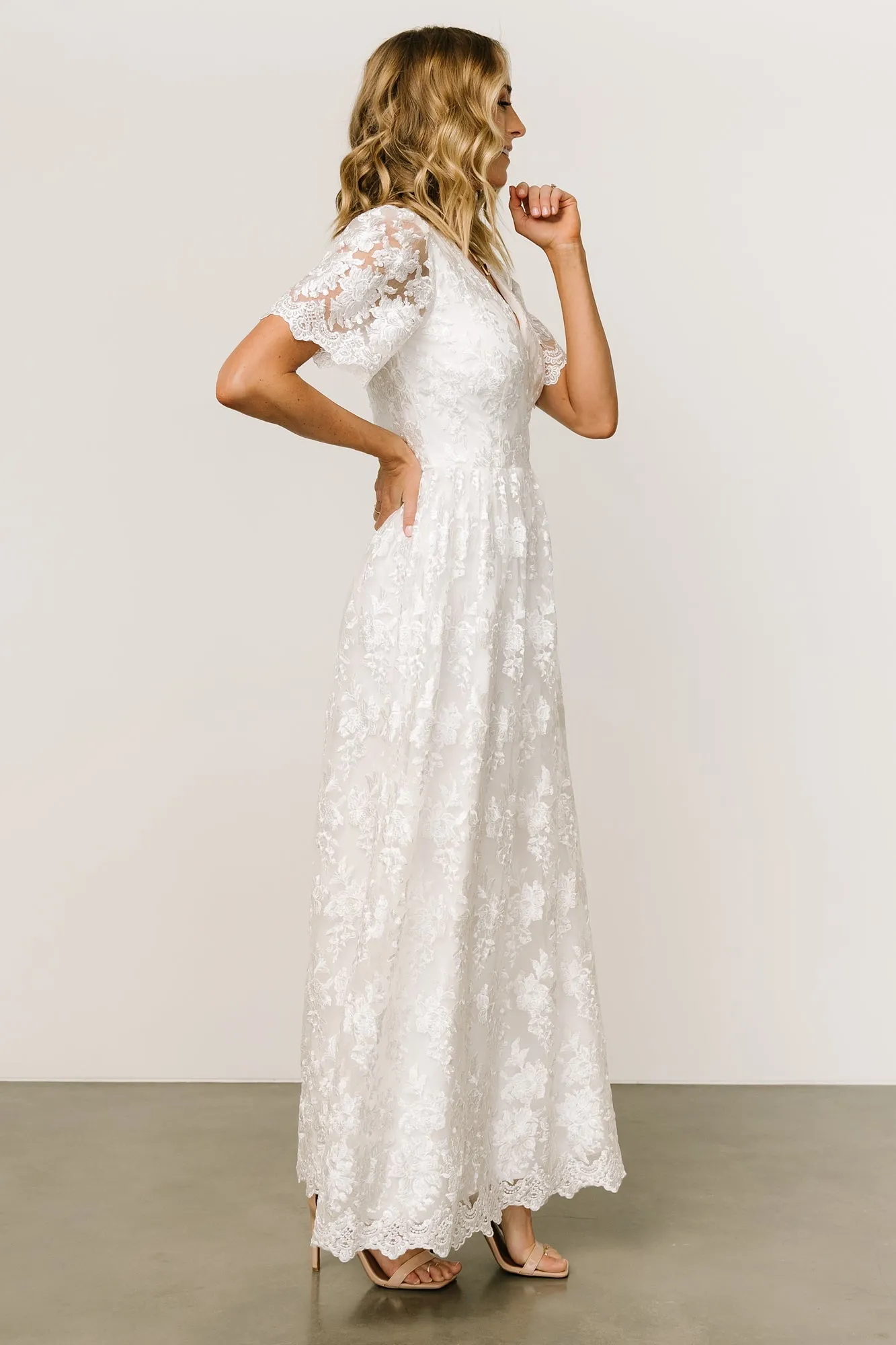 Aurora Embossed Maxi Dress | Off White sold by Baltic Born product image thumbnail 3