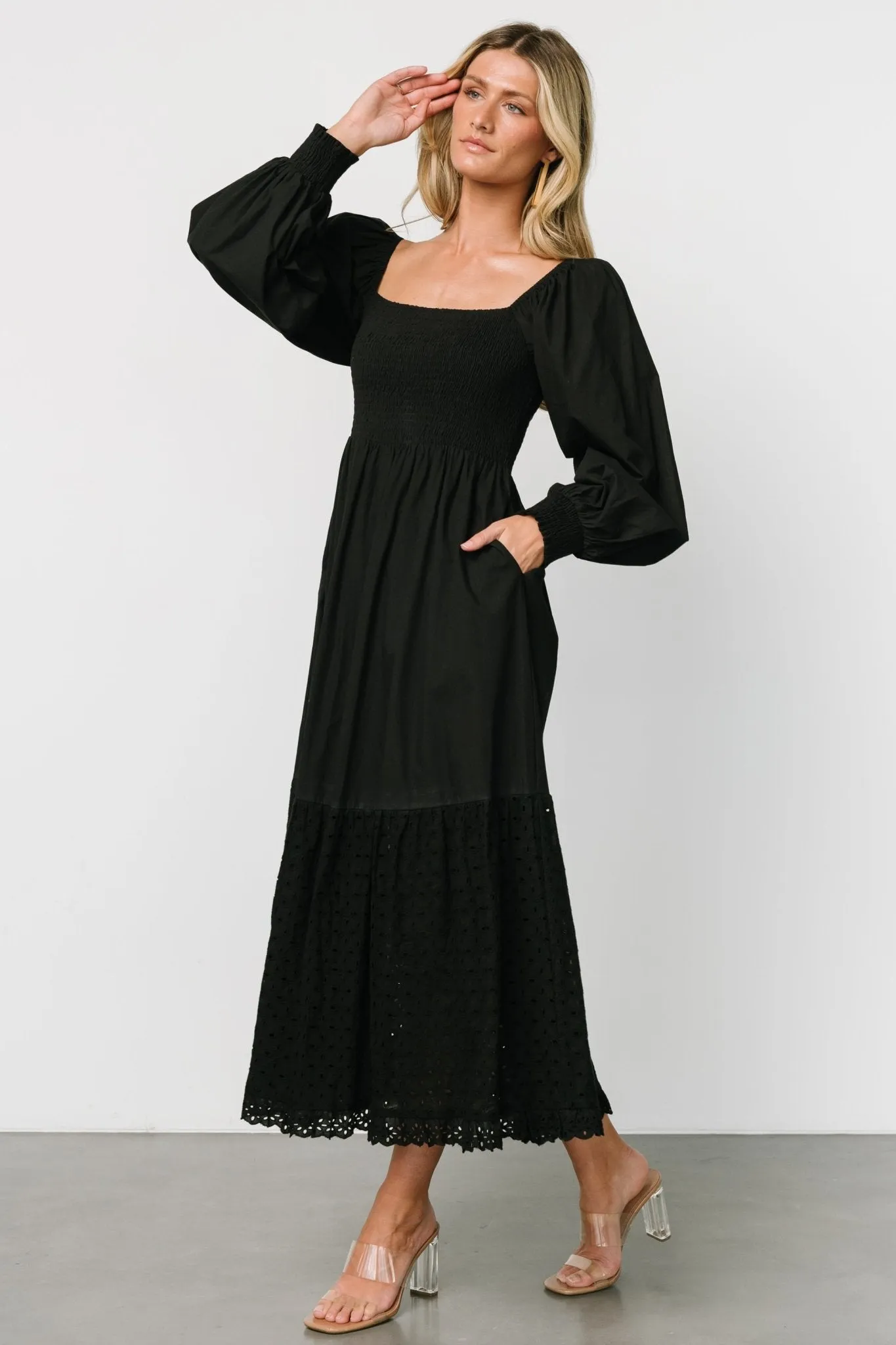 Chandler Eyelet Maxi Dress | Black sold by Baltic Born product image thumbnail 4