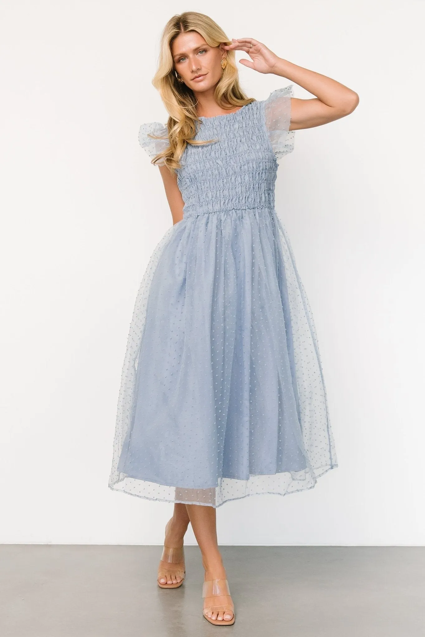 Alice Dot Midi Dress | Dusty Blue sold by Baltic Born product image thumbnail 3