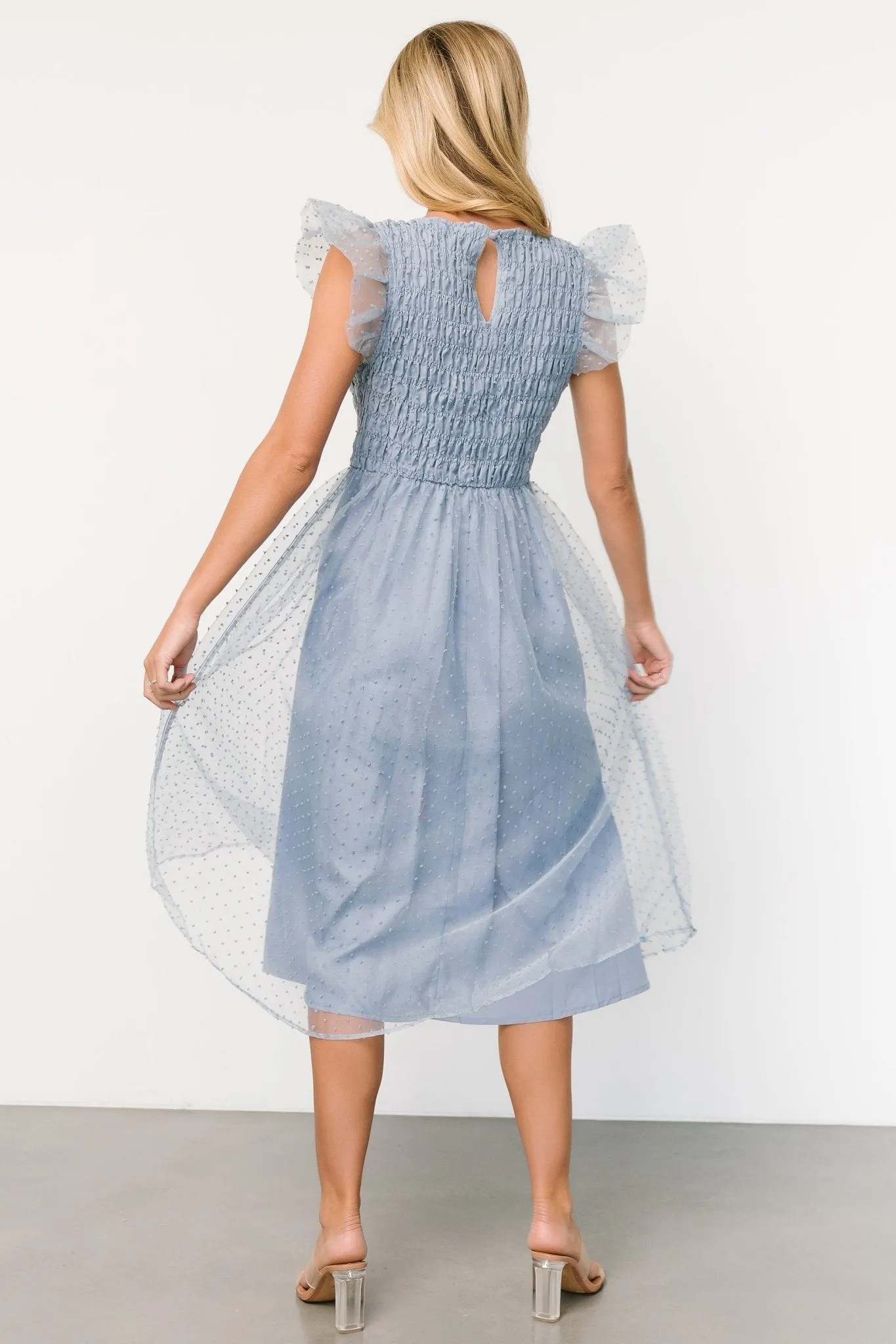 Alice Dot Midi Dress | Dusty Blue sold by Baltic Born product image thumbnail 4