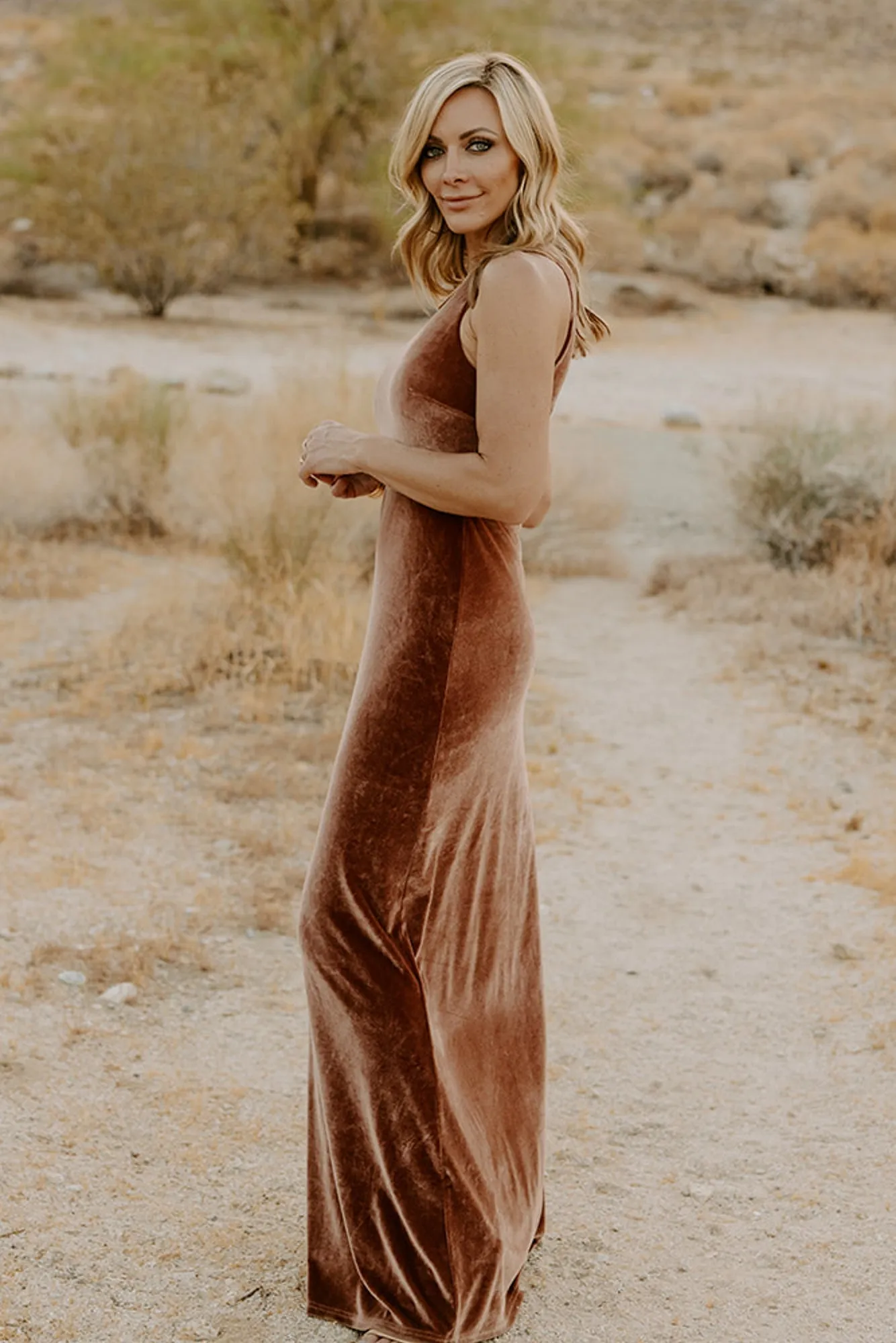 Tatiana Velvet One Shoulder Maxi Dress | Bronze sold by Baltic Born product image thumbnail 3