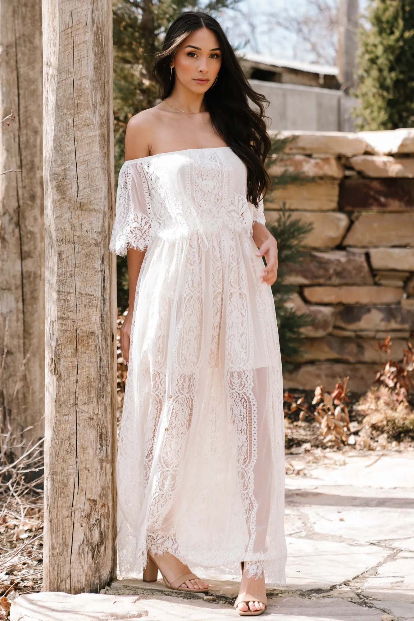 Caroline Lace Maxi Dress | Off White sold by Baltic Born