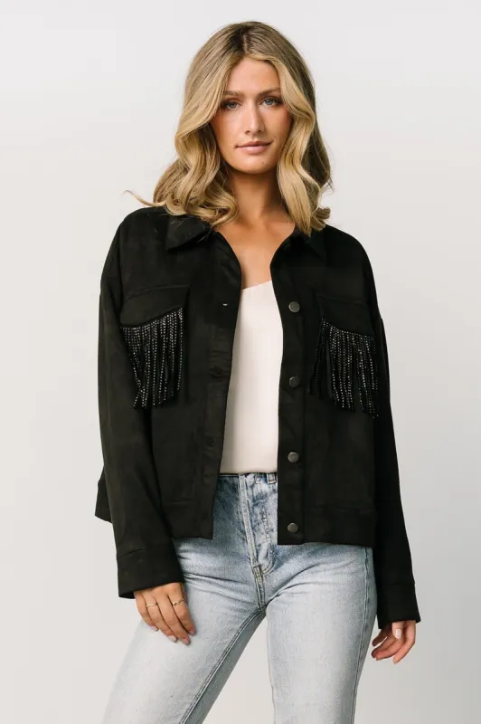 Mills Fringe Jacket | Black sold by Baltic Born