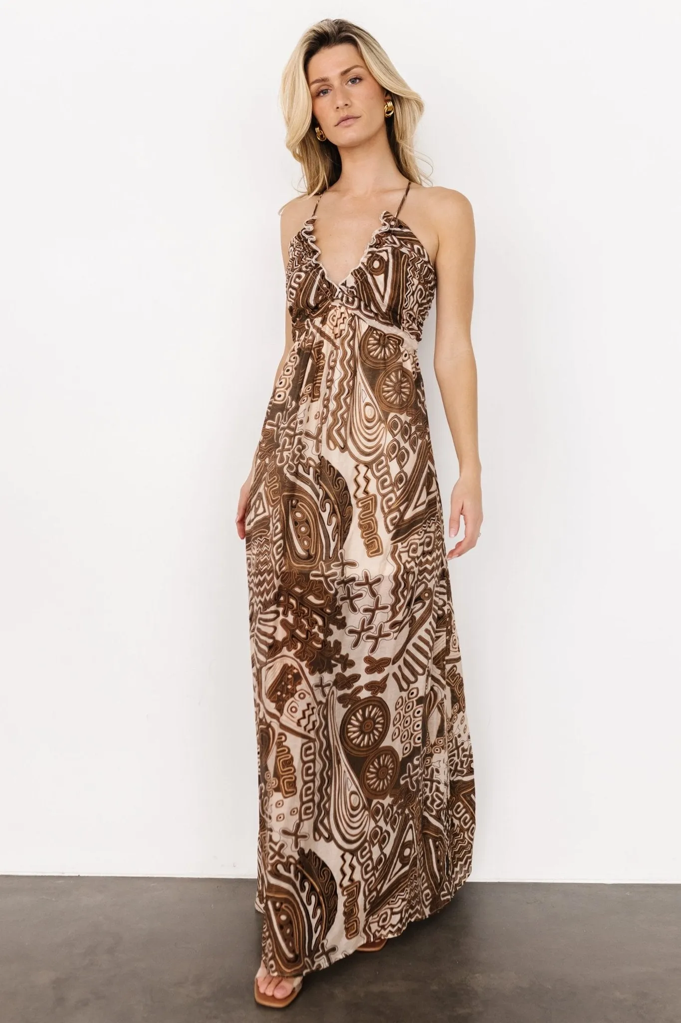 Wallace Open Back Dress | Mocha Print sold by Baltic Born product image thumbnail 5
