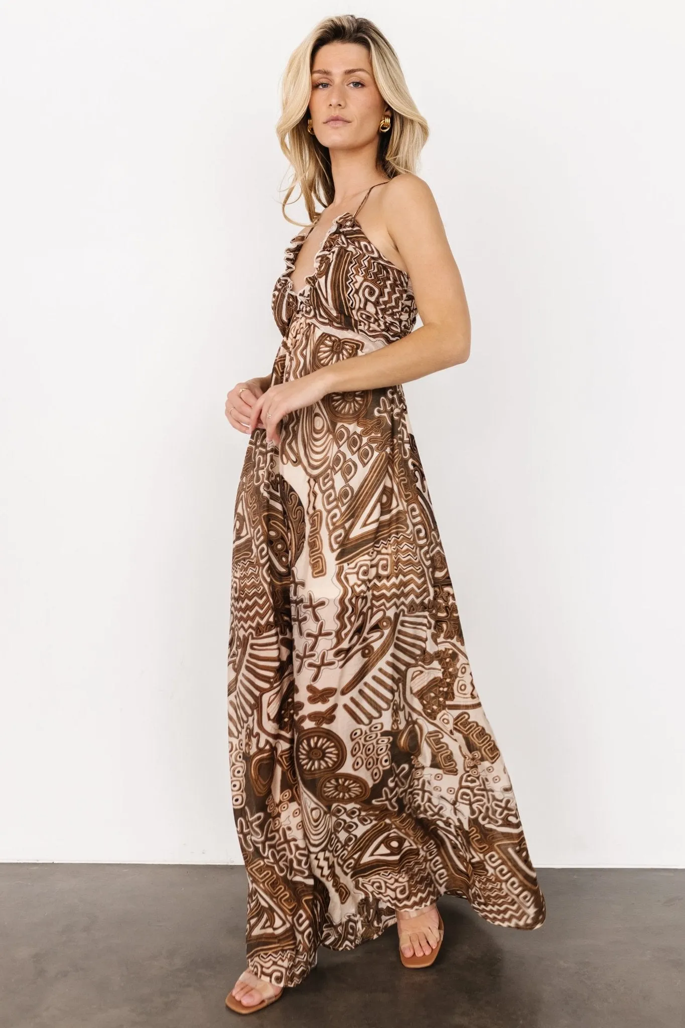 Wallace Open Back Dress | Mocha Print sold by Baltic Born product image thumbnail 3