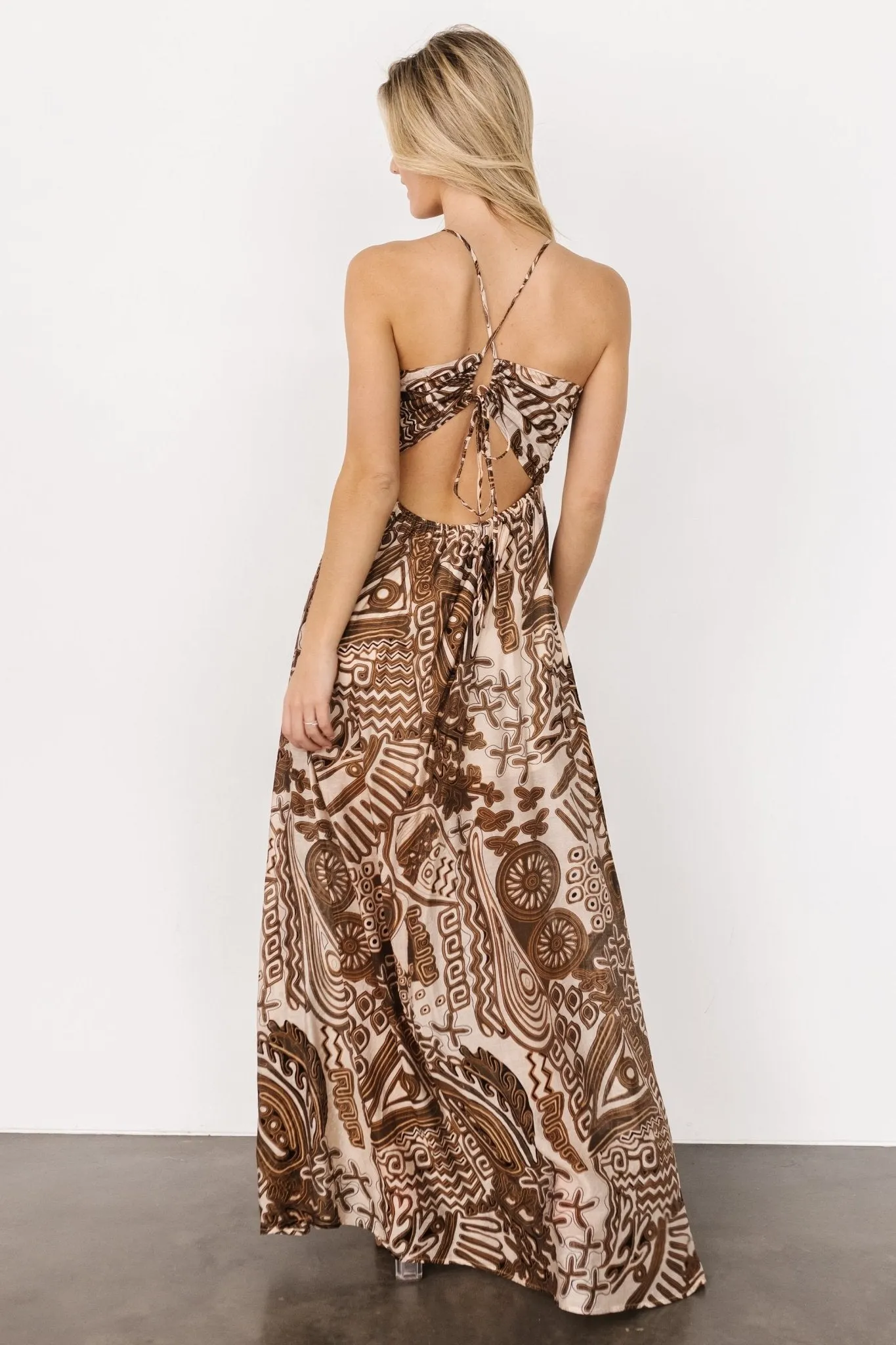 Wallace Open Back Dress | Mocha Print sold by Baltic Born product image thumbnail 4