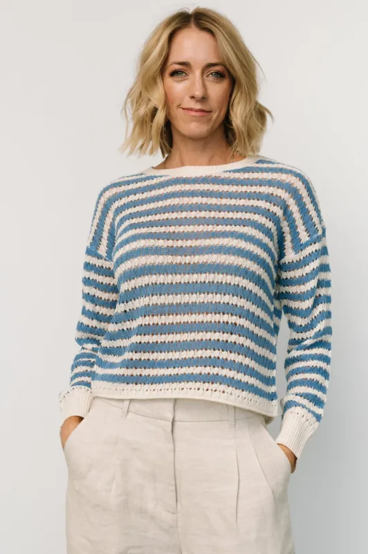 Dawn Open Knit Top | Blue + Ivory sold by Baltic Born