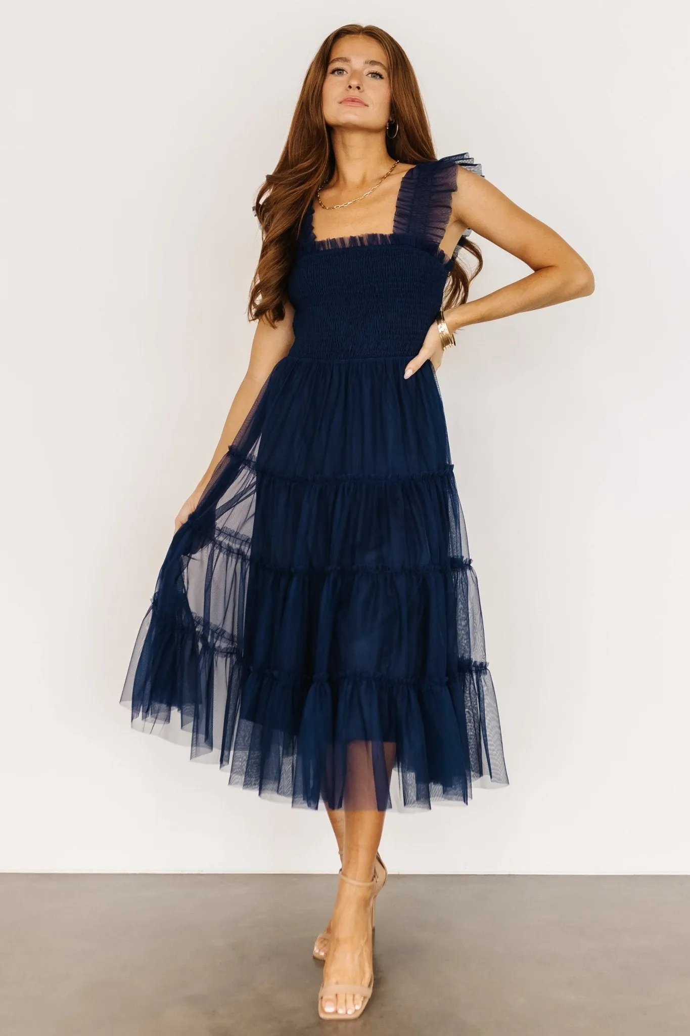 Emma Smocked Tulle Dress | Navy sold by Baltic Born