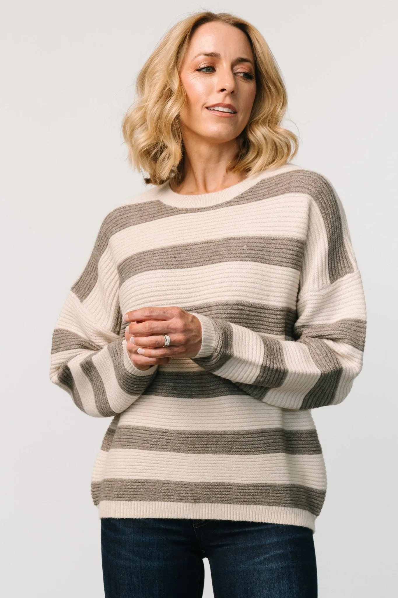 Ellington Knit Sweater | Cream + Gray sold by Baltic Born product image thumbnail 5