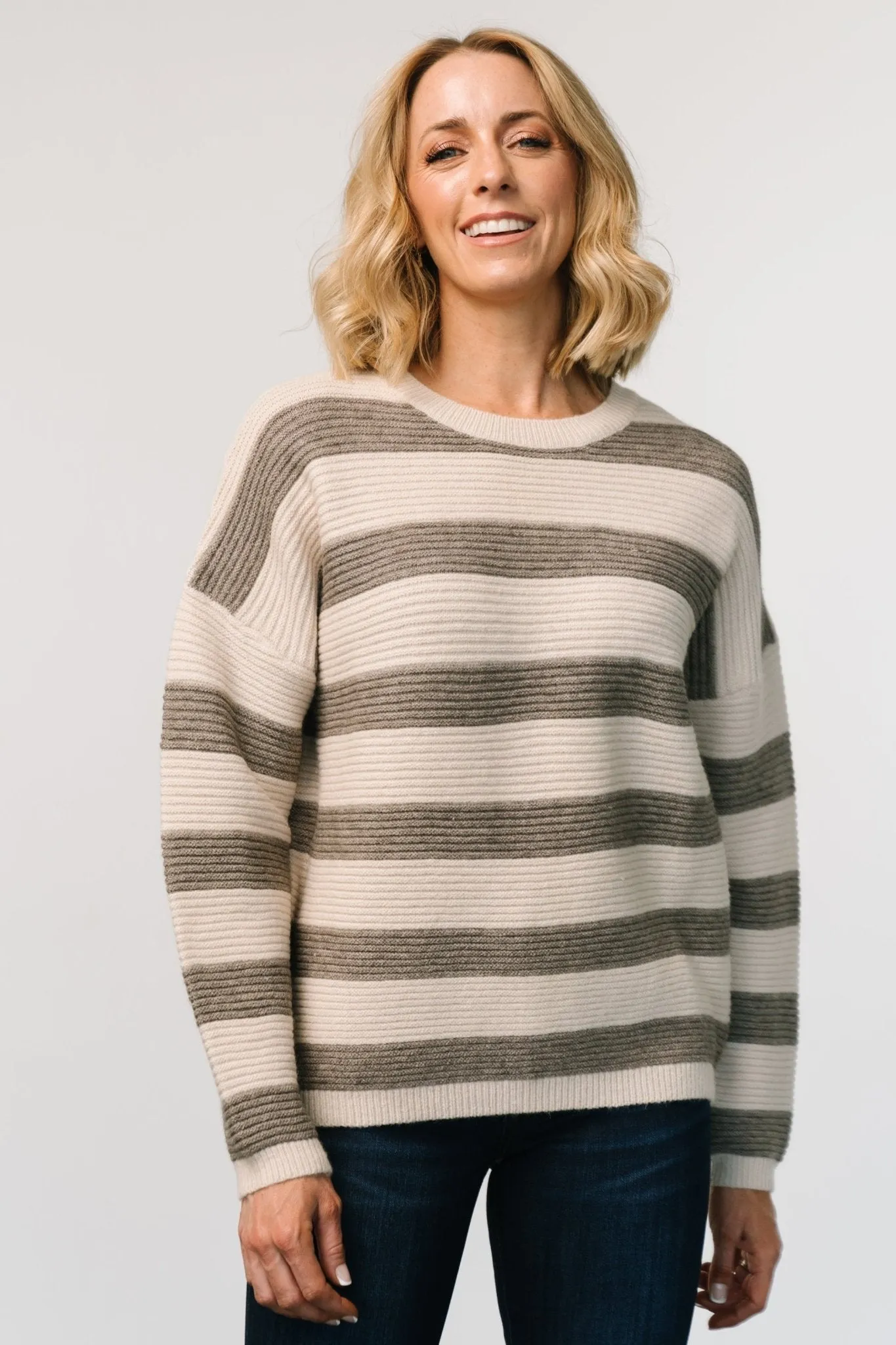 Ellington Knit Sweater | Cream + Gray sold by Baltic Born product image thumbnail 2