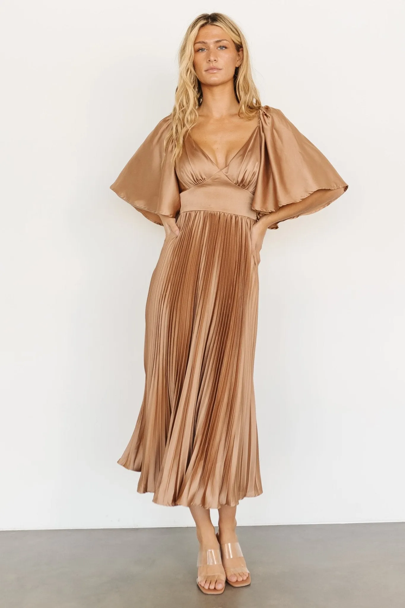 Aubree Pleated Dress | Champagne sold by Baltic Born product image thumbnail 2