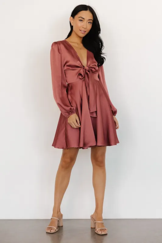 Woodbury Satin Mini Dress | Deep Mauve sold by Baltic Born